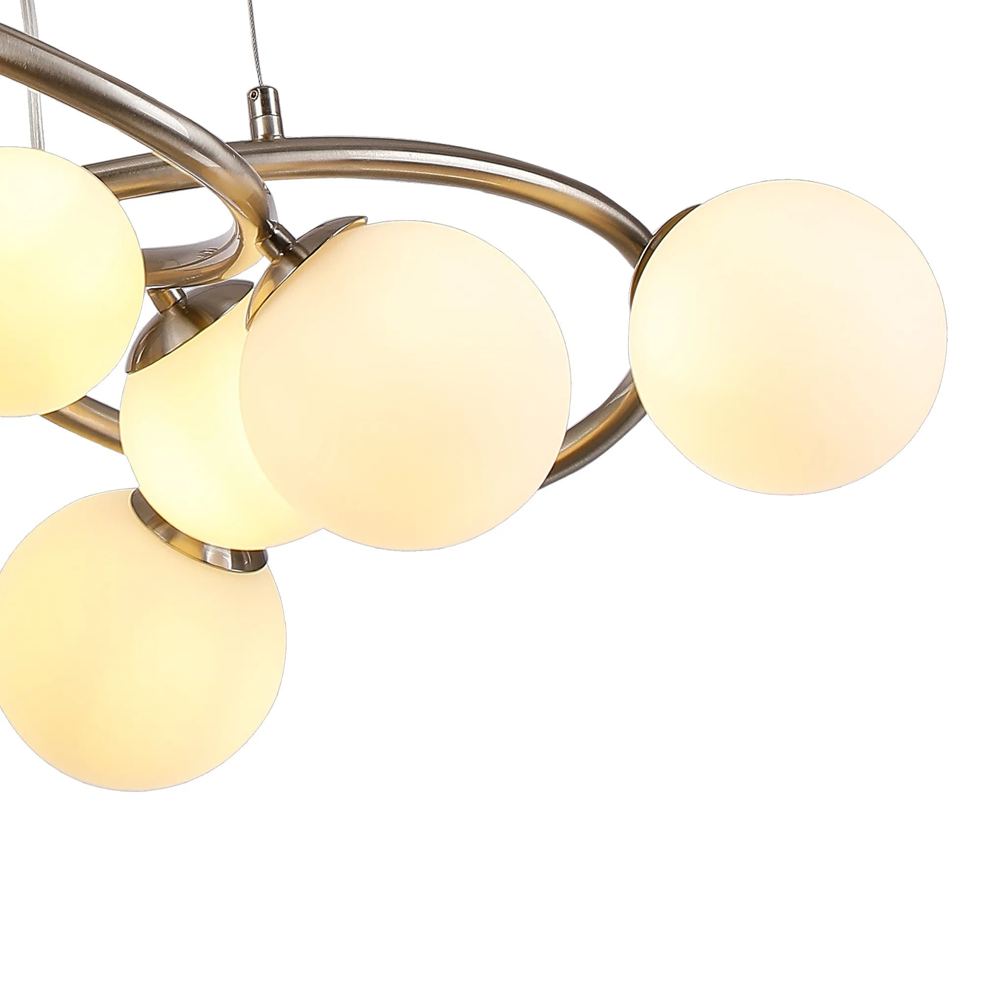 Deacon Twisted Pendant 9 Light - Satin Nickel Opal Glass