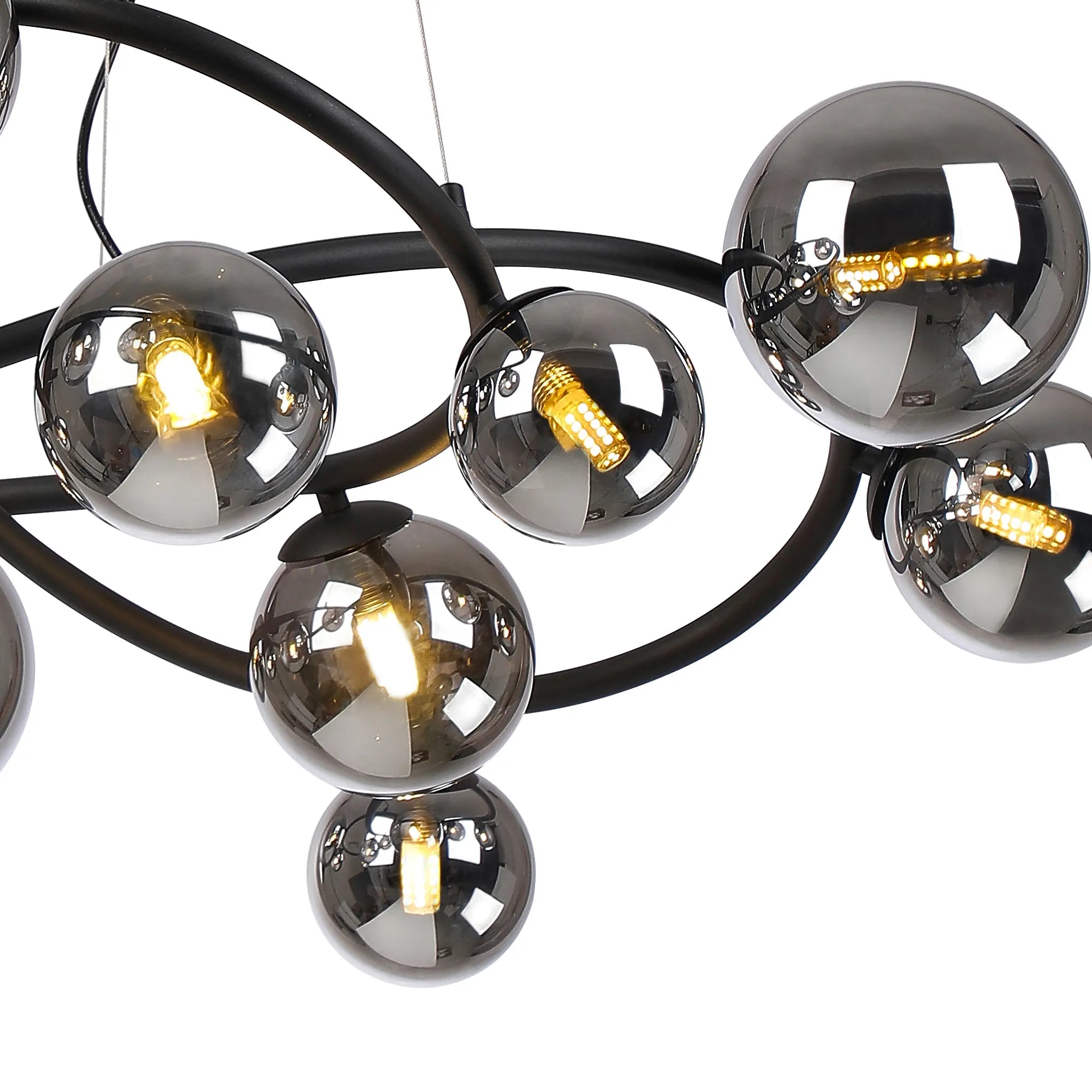 Deacon Twisted Pendant 12 Light - Satin Black Chrome Plated Glass