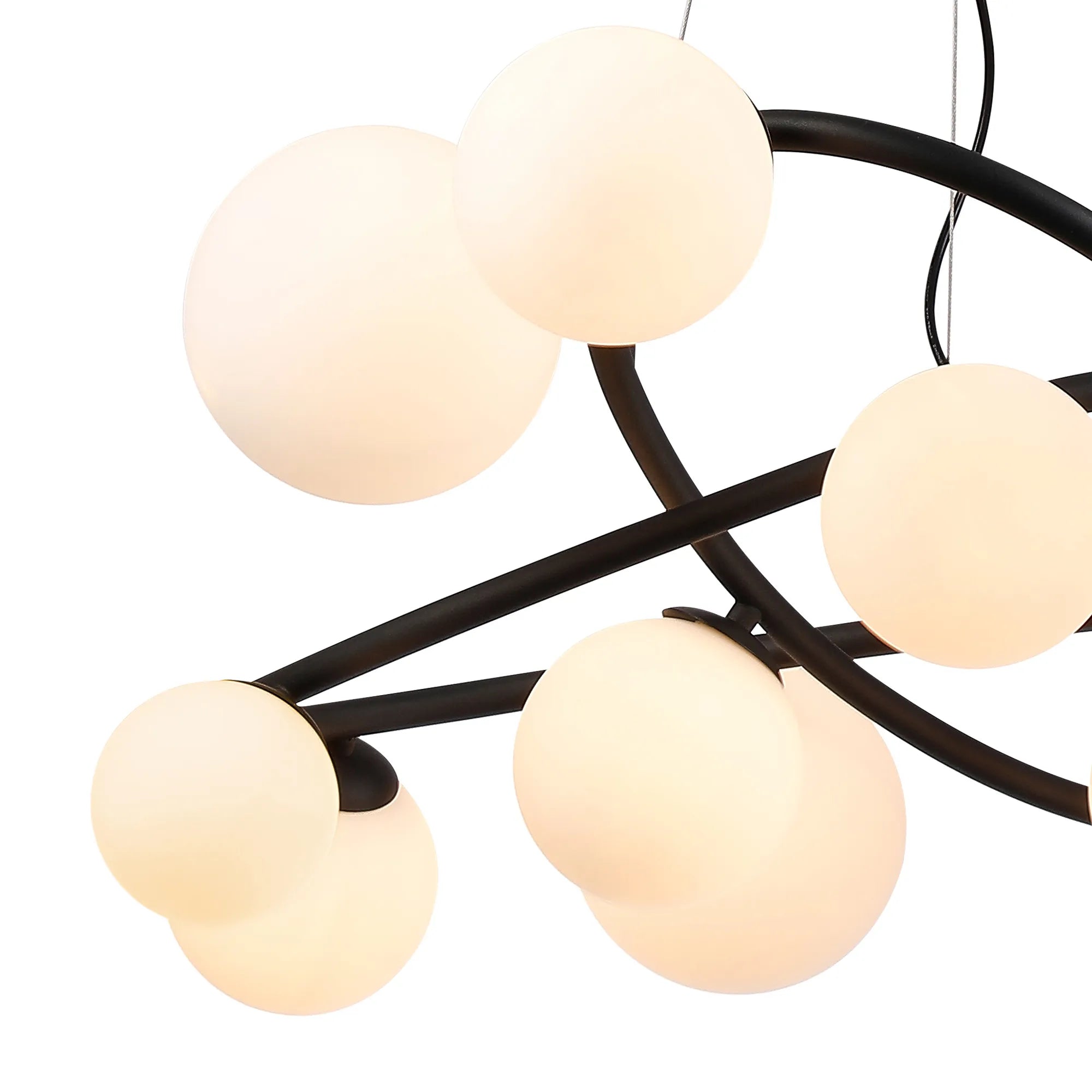 Deacon Twisted Pendant 12 Light - Satin Black Opal Glass
