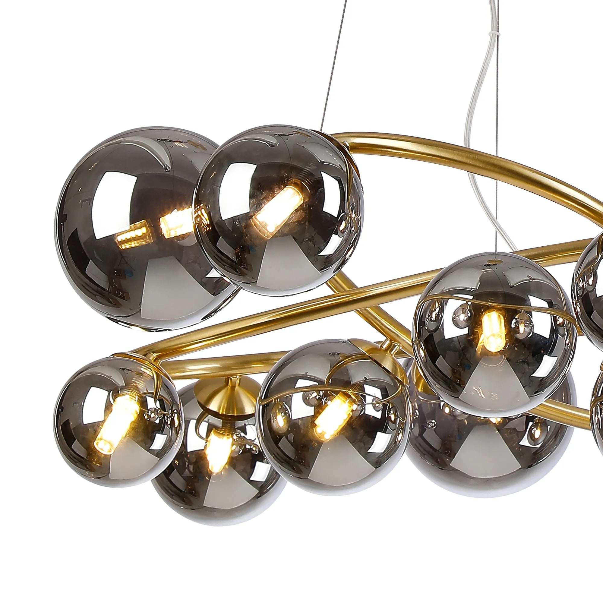 Deacon Twisted Pendant 12 Light - Satin Gold Chrome Plated Glass