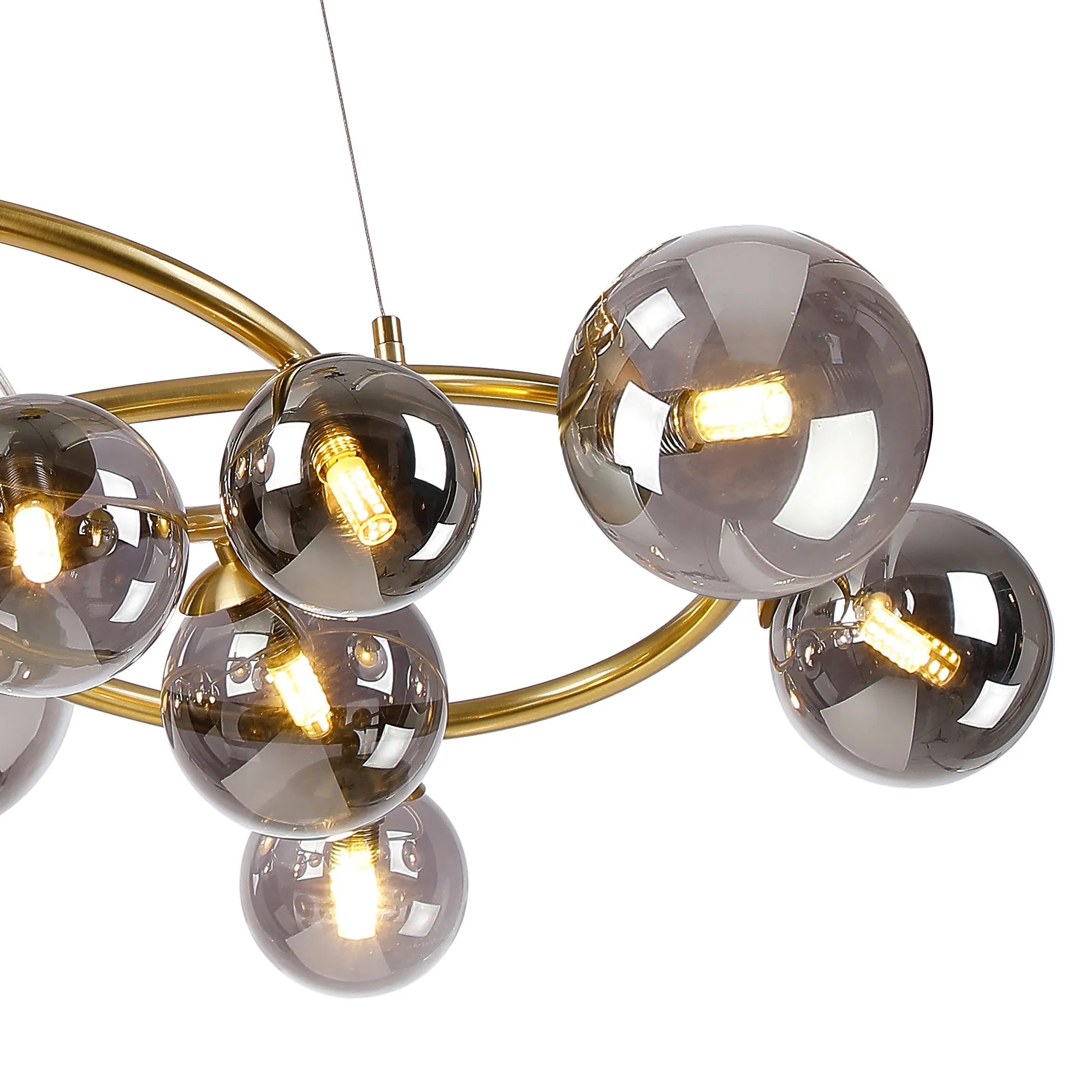 Deacon Twisted Pendant 12 Light - Satin Gold Smoke Plated Glass