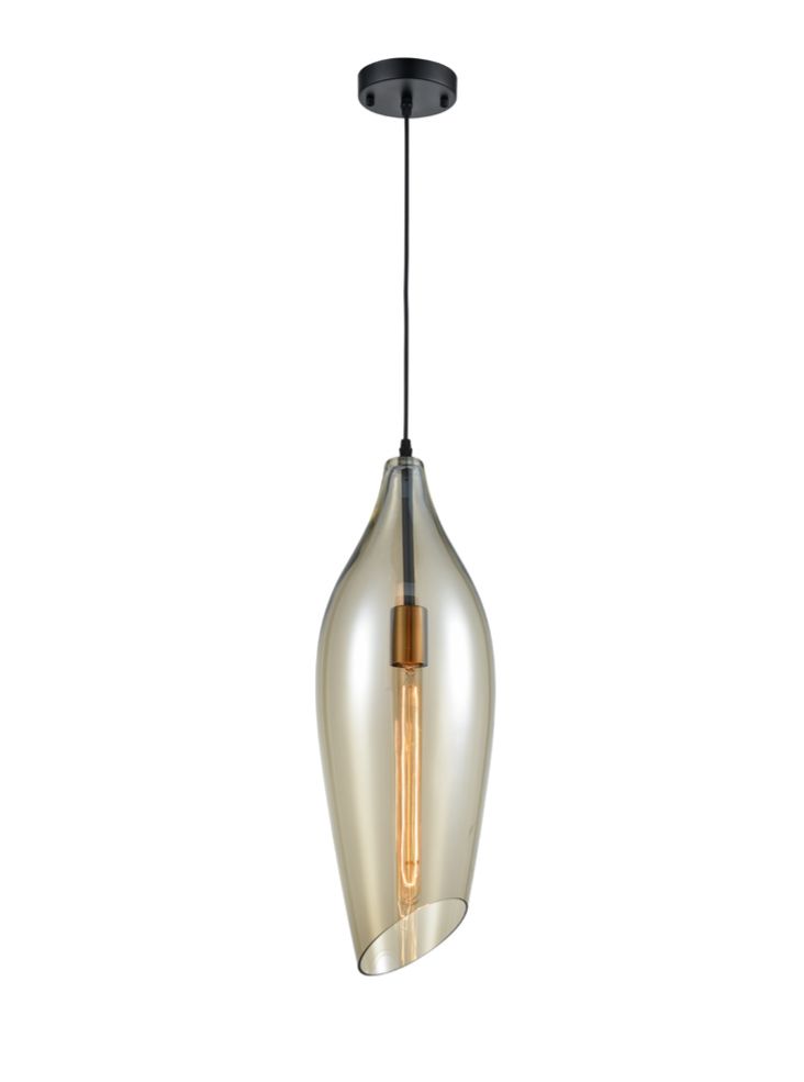 Franklite Taper Large Single Pendant - Amber Glass