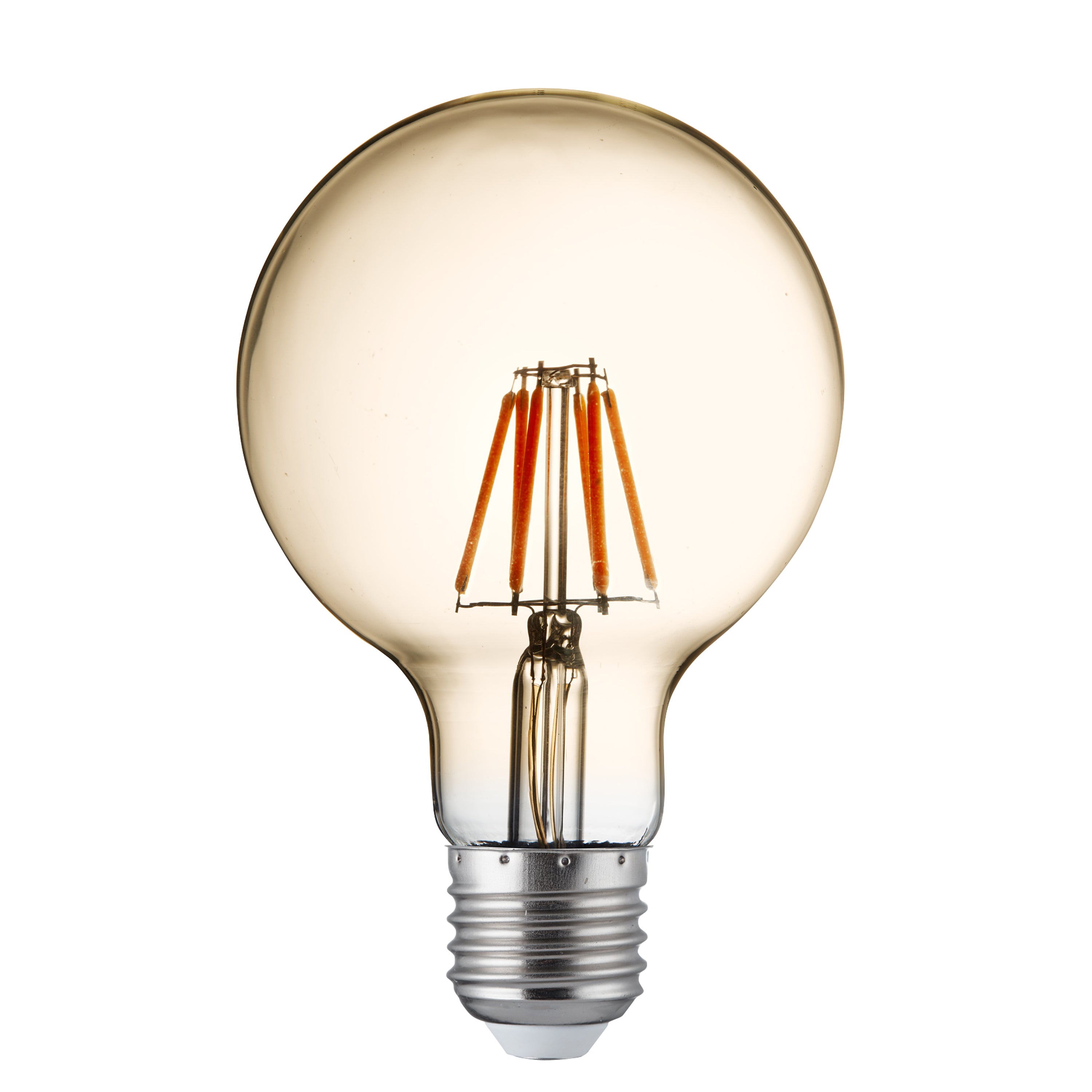 Searchlight E27 LED 6W Filament Globe Lamp - 2700K - Dimmable - Amber Glass - Pack of 5