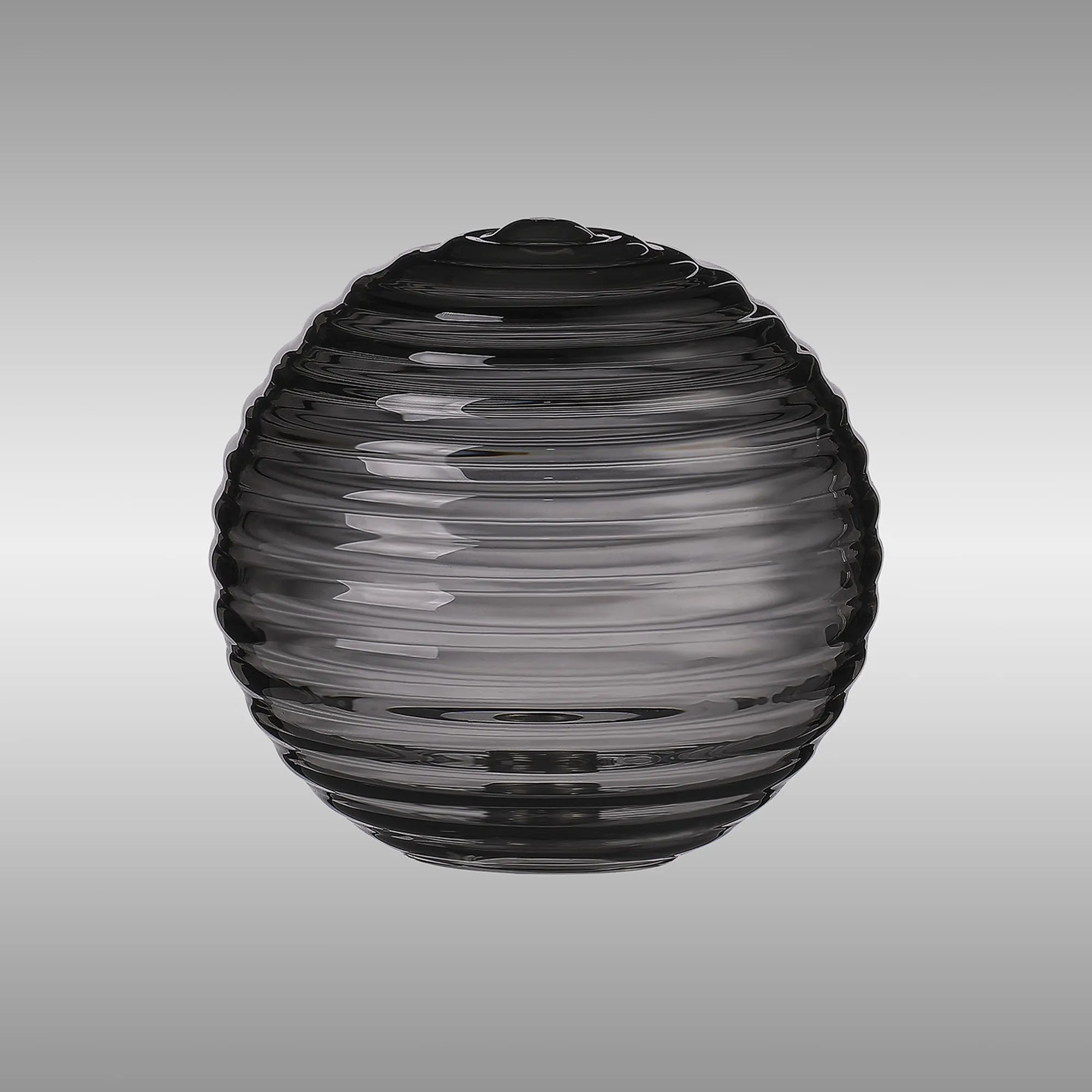 Bradley 12cm Ribbed Round Glass Shade (H) - Smoke