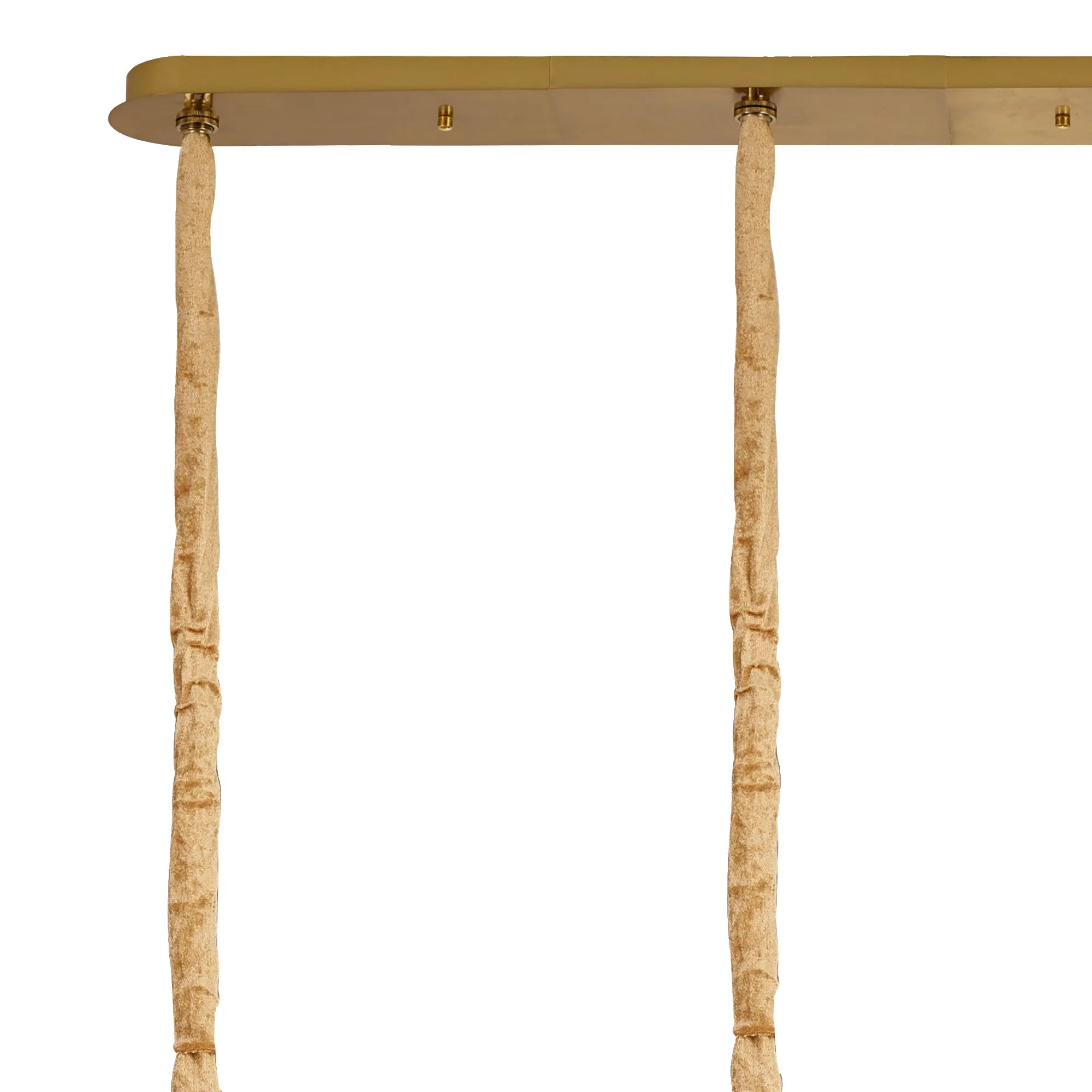 Cedar 180 x 40cm Linear Pendant 9 Light - Brass & Cognac Sculpted Glass