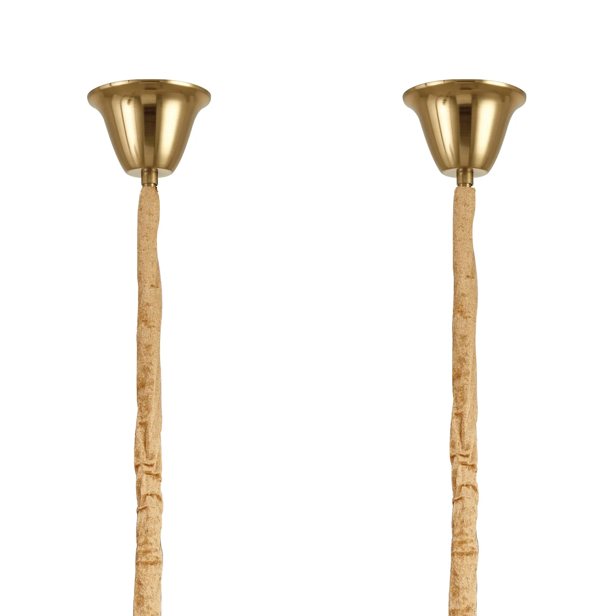 Cedar 180 x 40cm Linear Pendant With Bell Cup 9 Light - Brass & Cognac Sculpted Glass