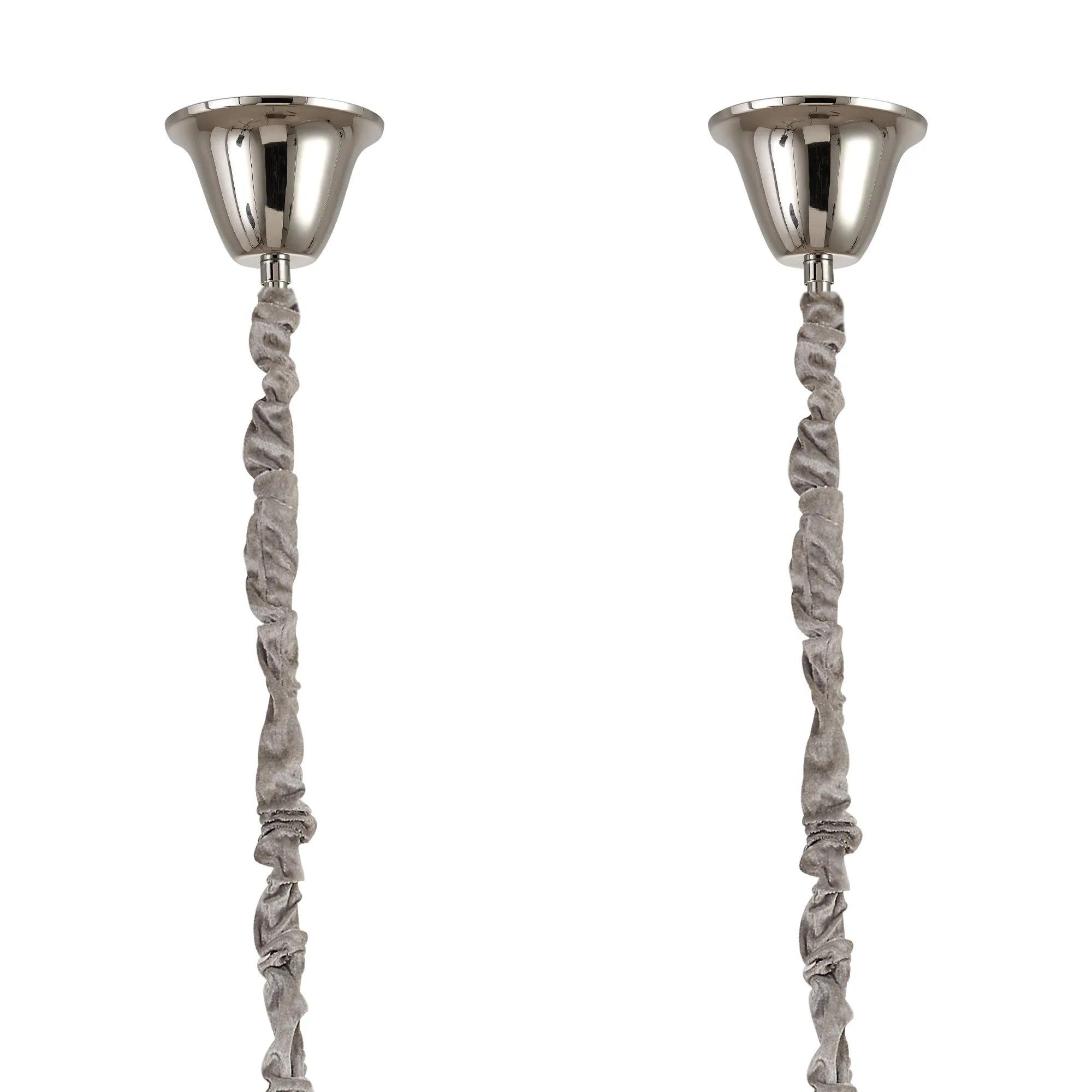 Cedar 180 x 40cm Linear Pendant With Bell Cup 9 Light - Polished Nickel & Smoked Sculpted Glass