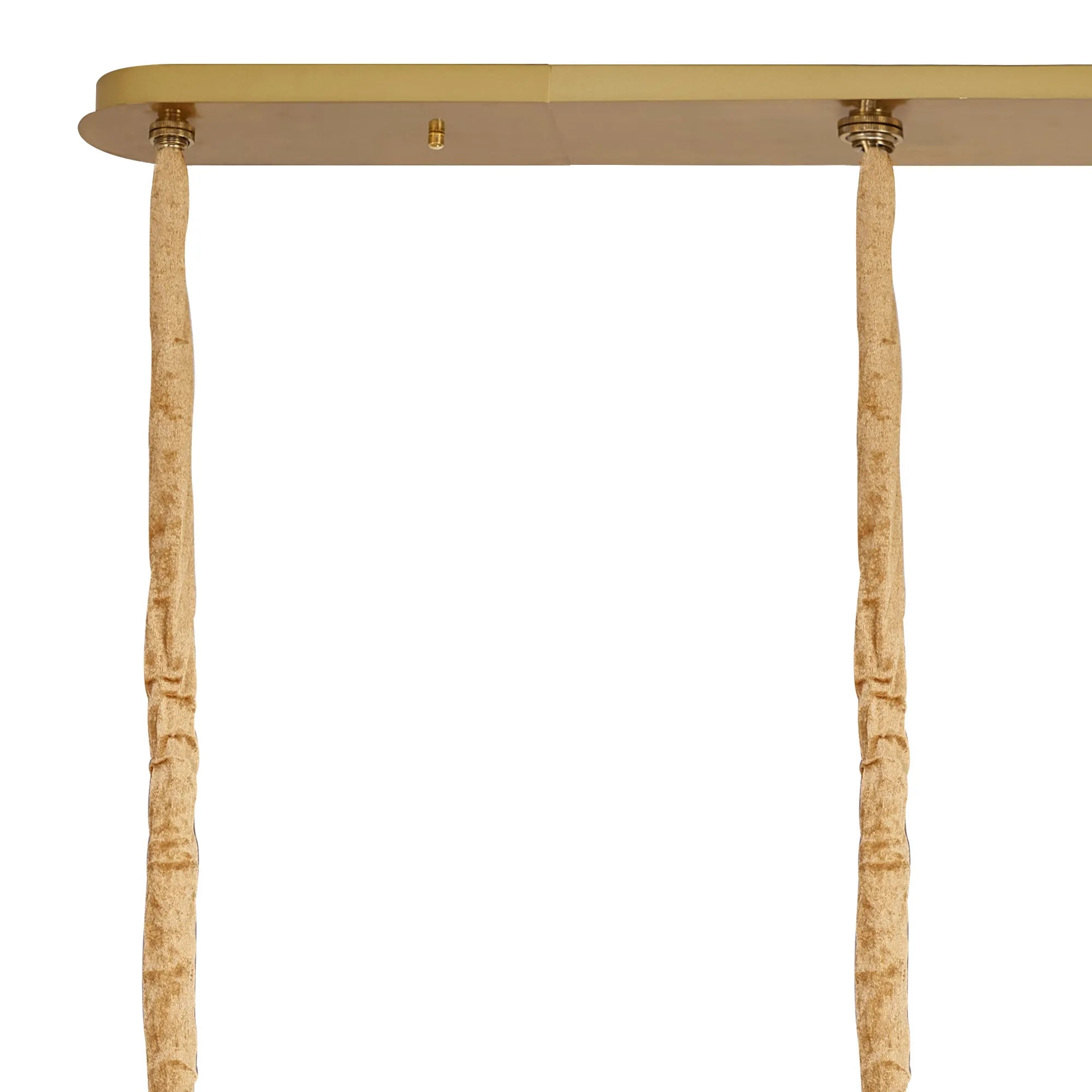 Cedar 200 x 40cm Linear Pendant 10 Light - Brass & Cognac Sculpted Glass