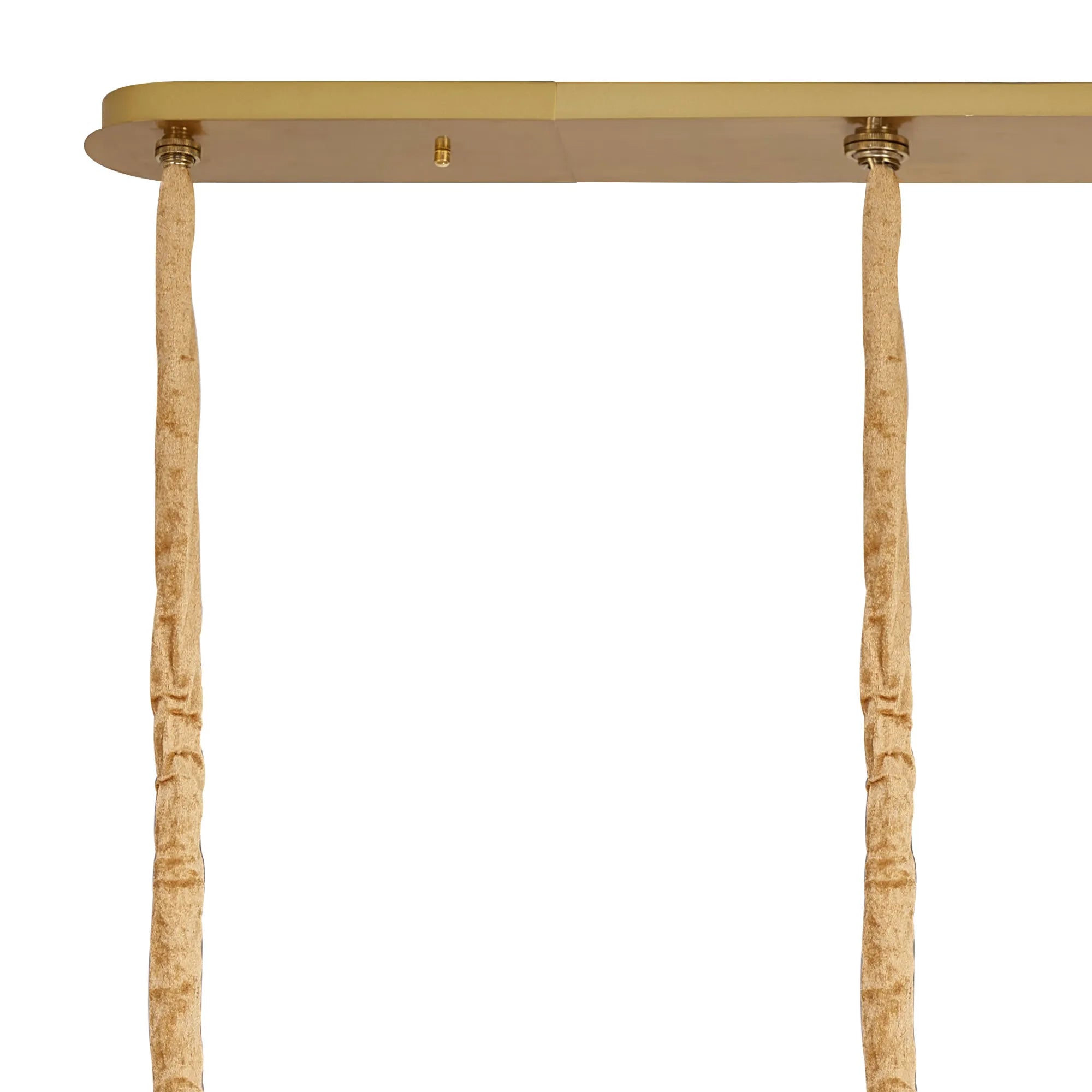 Cedar 200 x 40cm Linear Pendant 10 Light - Brass & Smoked Sculpted Glass