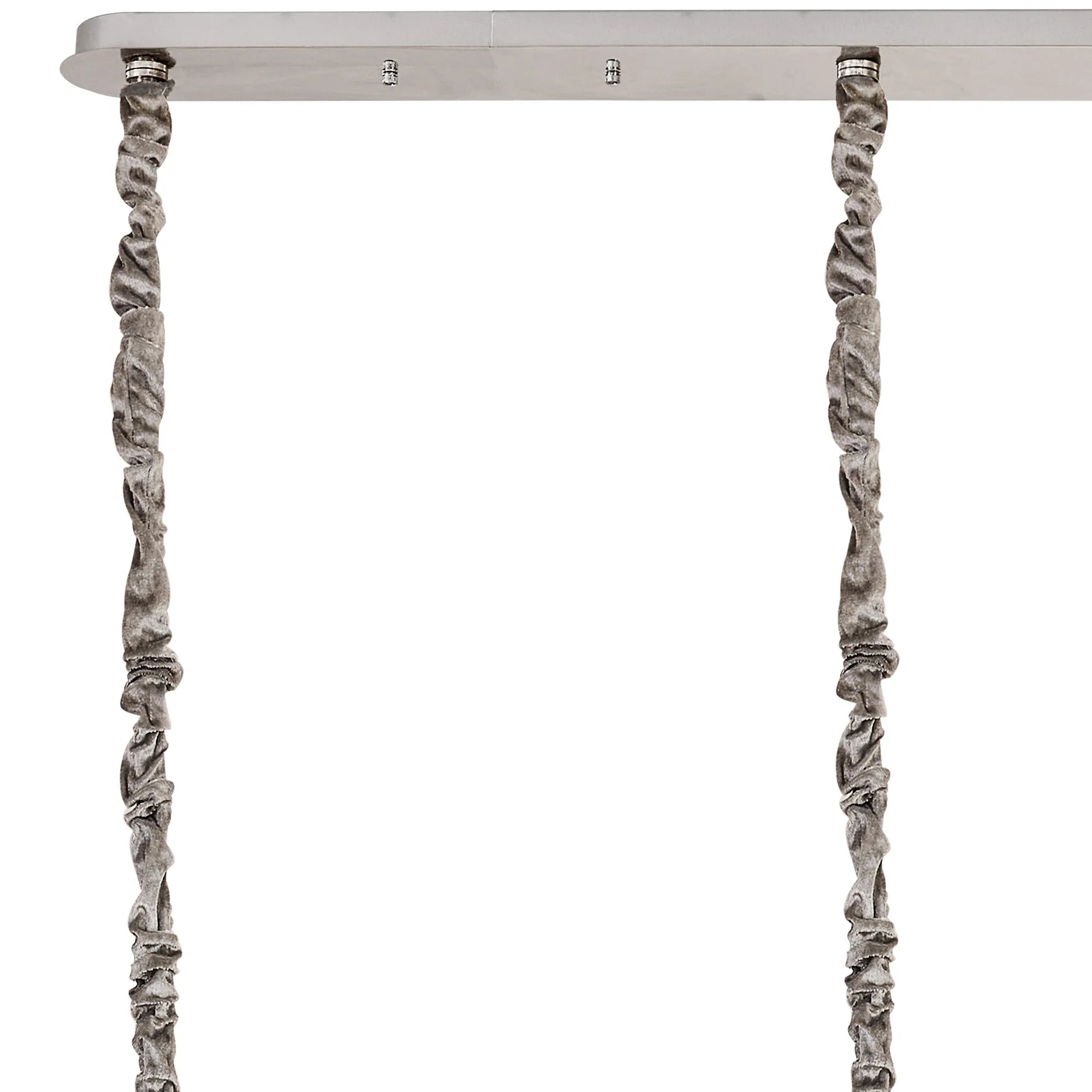 Cedar 200 x 40cm Linear Pendant 10 Light - Polished Nickel & Clear Sculpted Glass