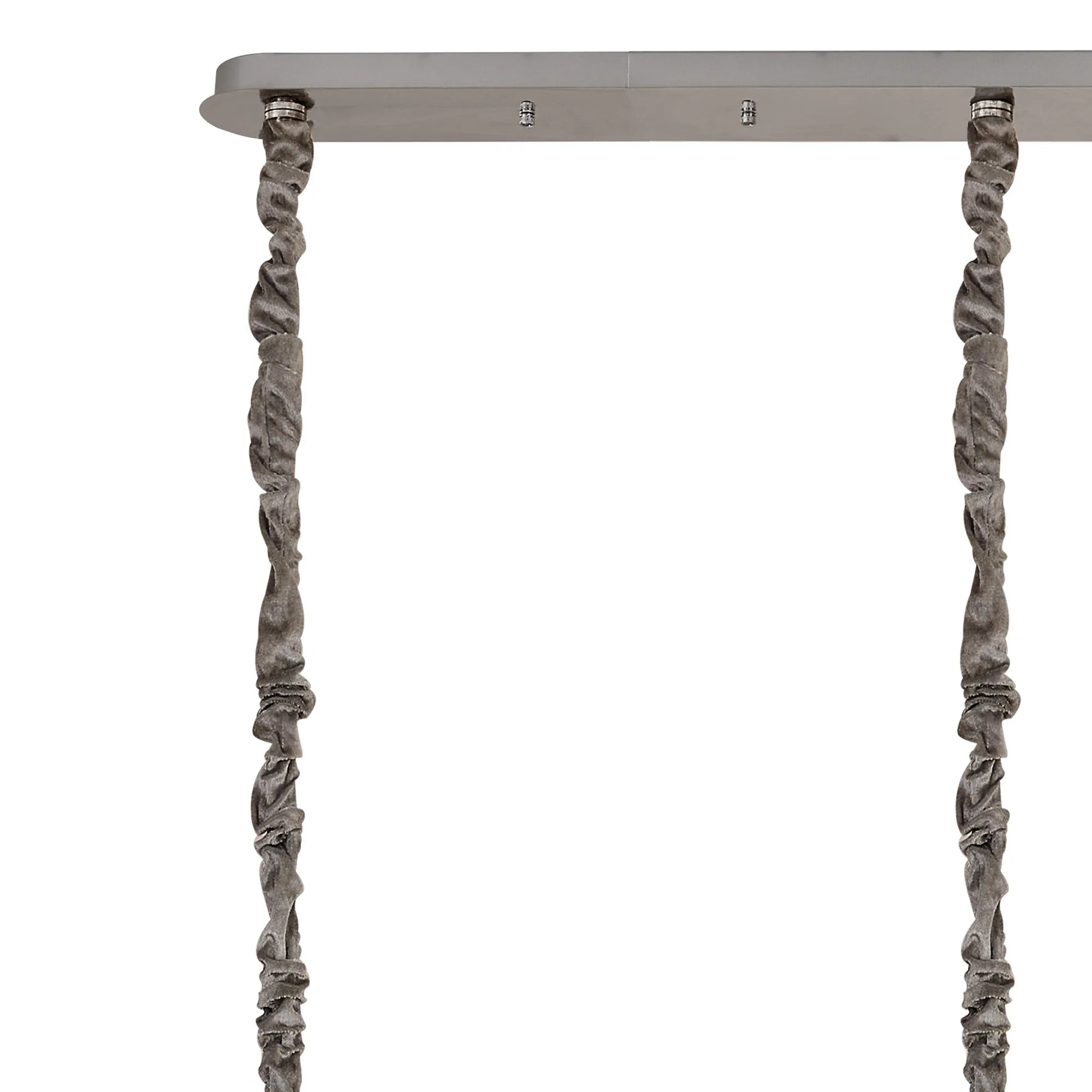 Cedar 200 x 40cm Linear Pendant 10 Light - Polished Nickel & Smoked Sculpted Glass