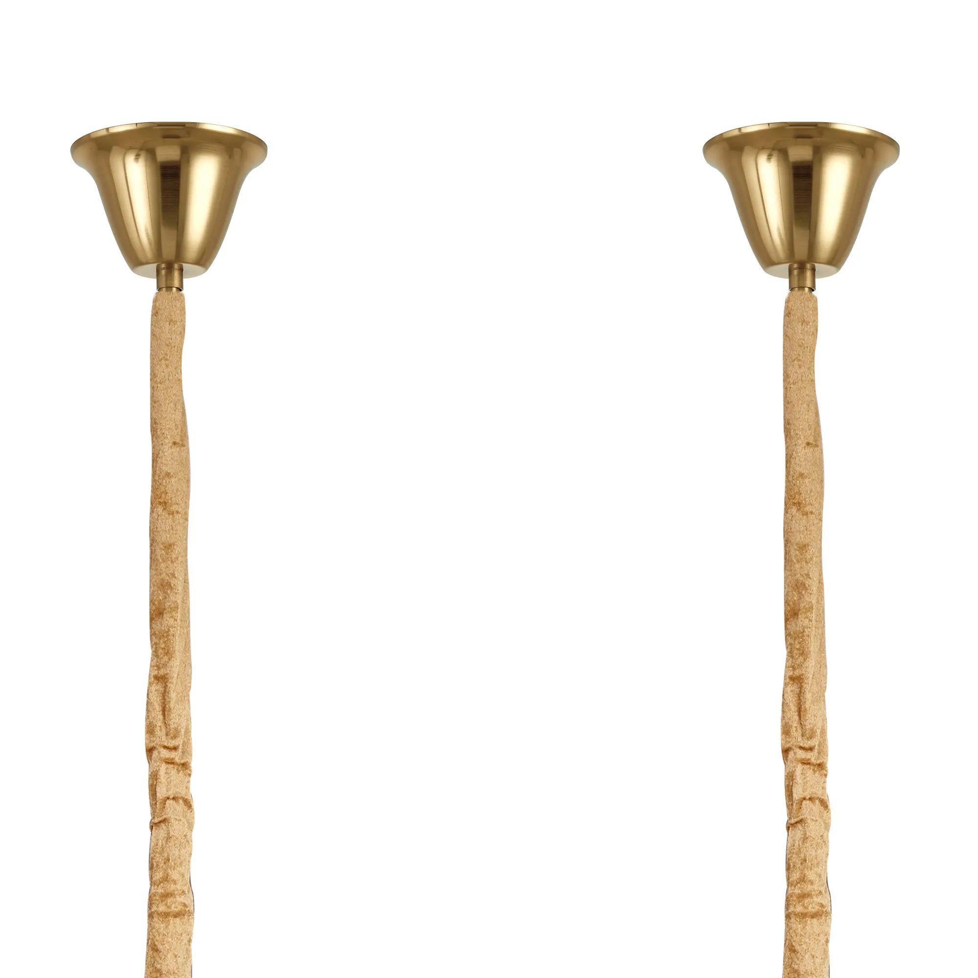 Cedar 200 x 40cm Linear Pendant With Bell Cup 10 Light - Brass & Clear Sculpted Glass