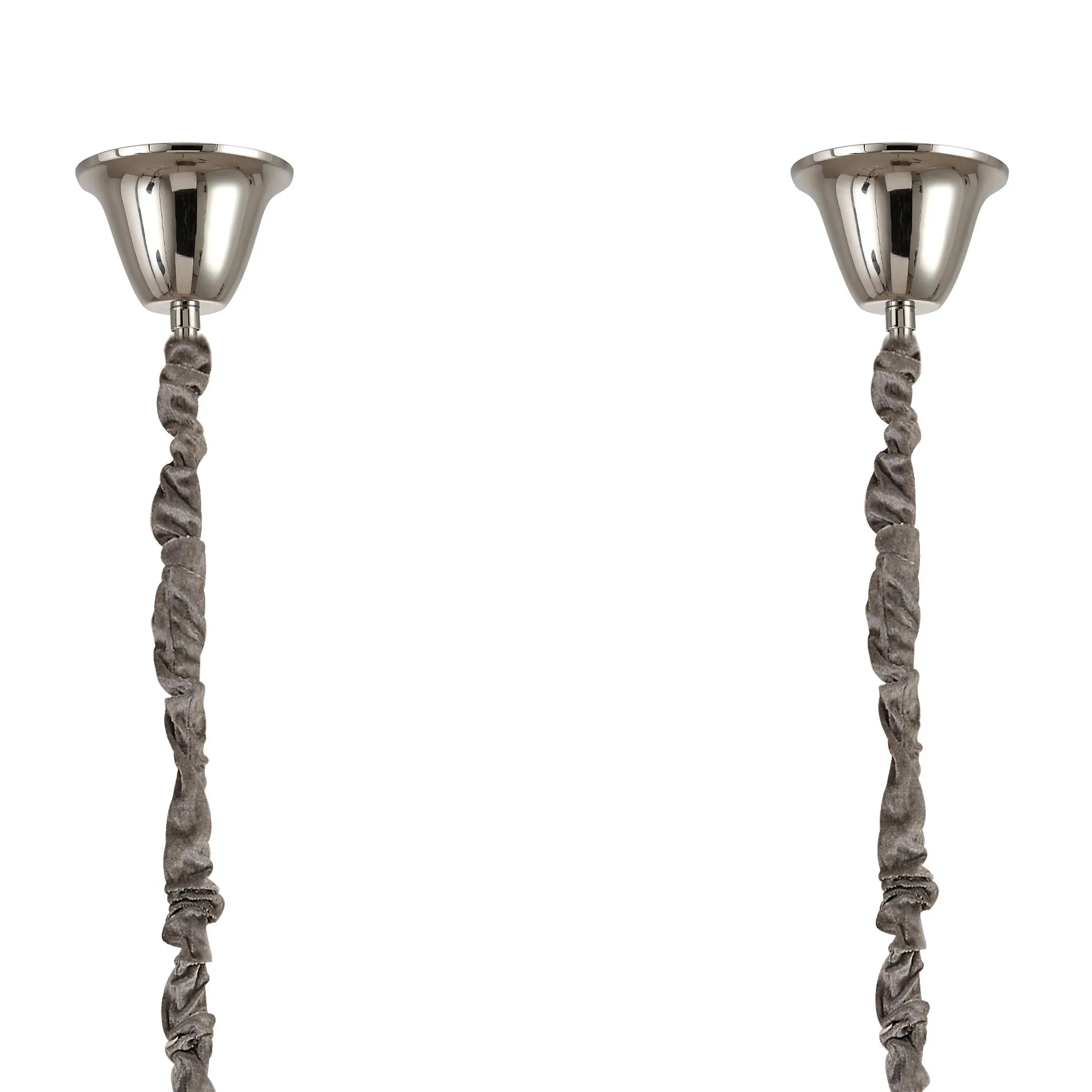 Cedar 200 x 40cm Linear Pendant With Bell Cup 10 Light - Polished Nickel & Cognac Sculpted Glass