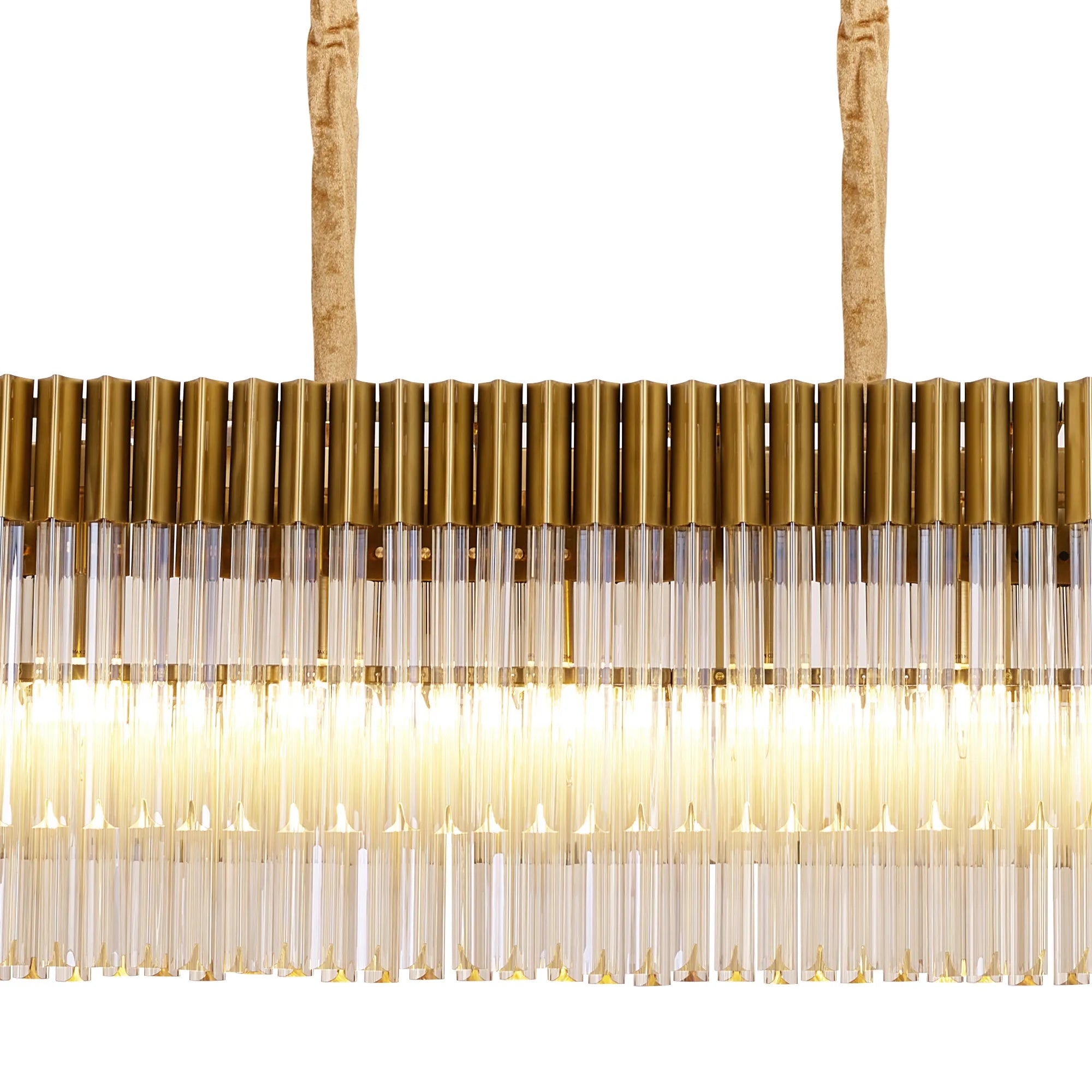 Cedar 225 Light - 40cm Linear Pendant 12 Light - Brass & Cognac Sculpted Glass
