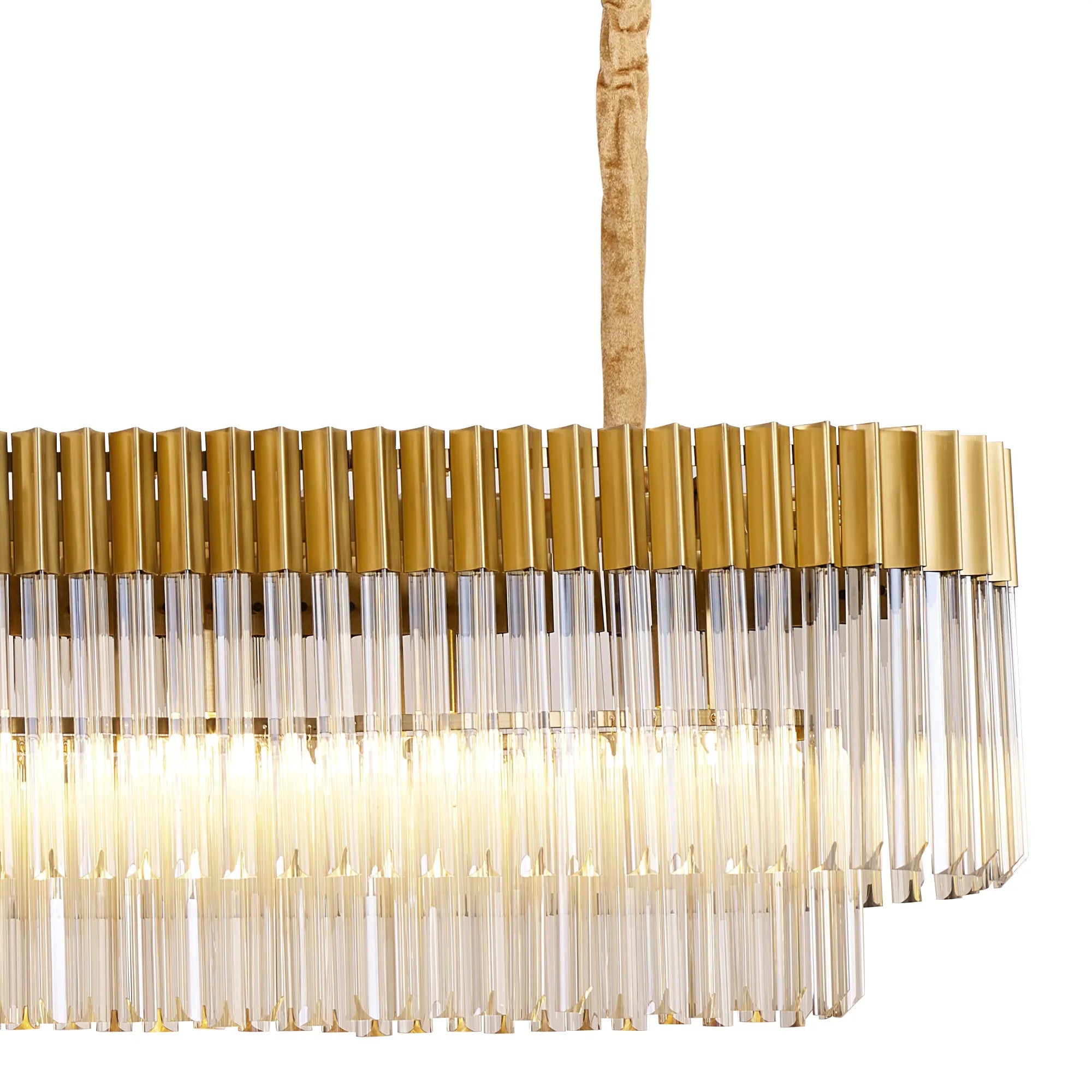 Cedar 225 Light - 40cm Linear Pendant 12 Light - Brass & Cognac Sculpted Glass