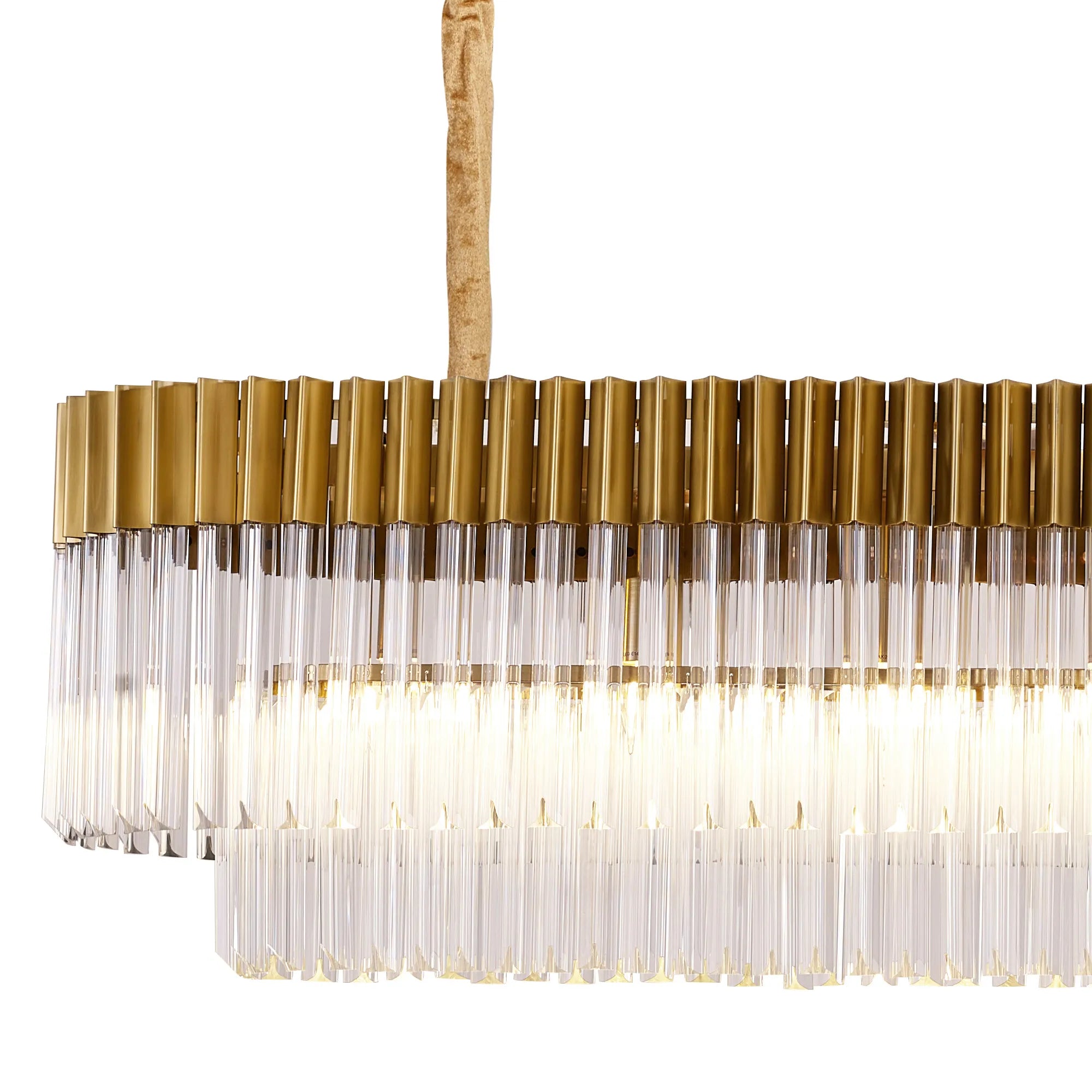 Cedar 225 Light - 40cm Linear Pendant 12 Light - Brass & Clear Sculpted Glass