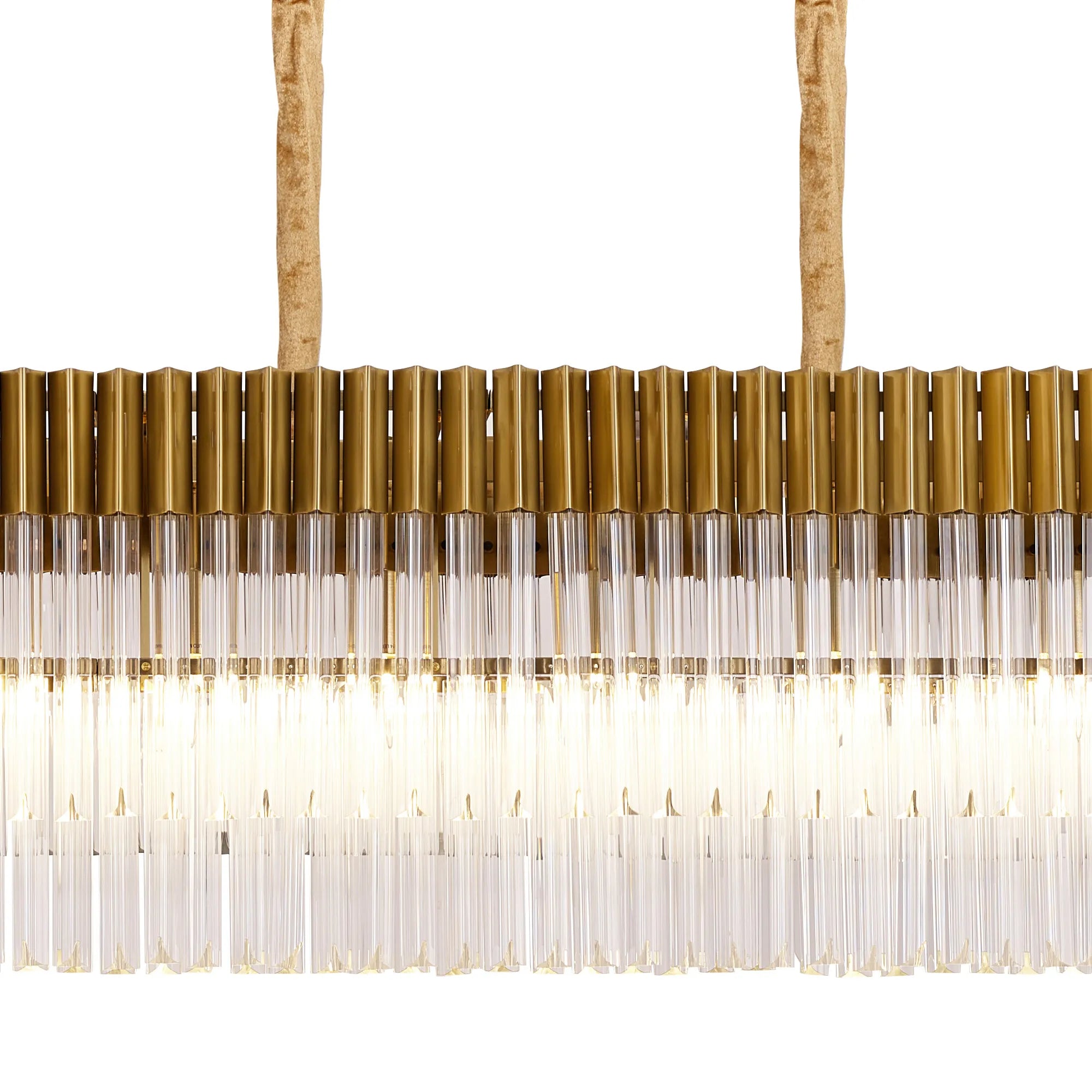 Cedar 225 Light - 40cm Linear Pendant 12 Light - Brass & Clear Sculpted Glass