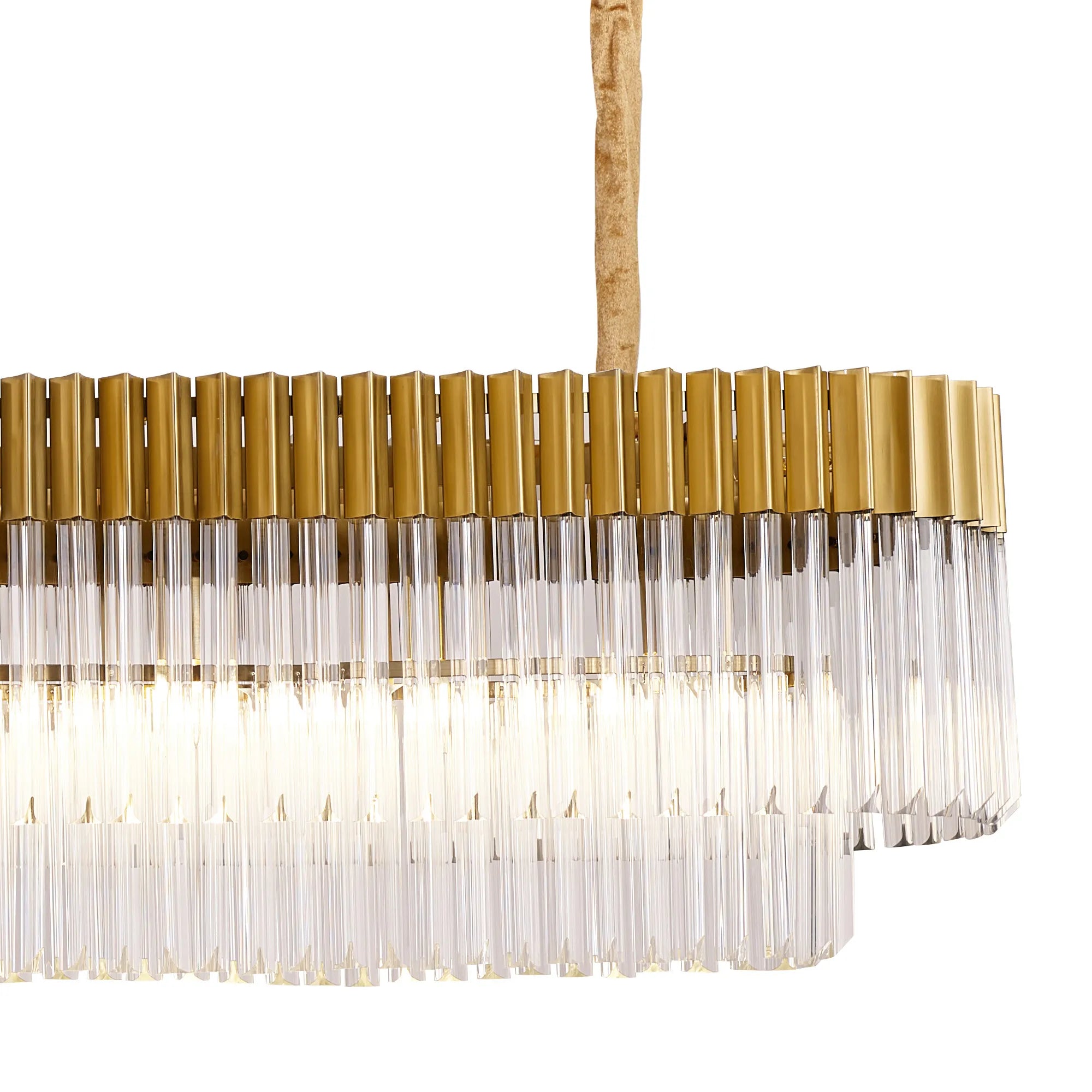 Cedar 225 Light - 40cm Linear Pendant 12 Light - Brass & Clear Sculpted Glass