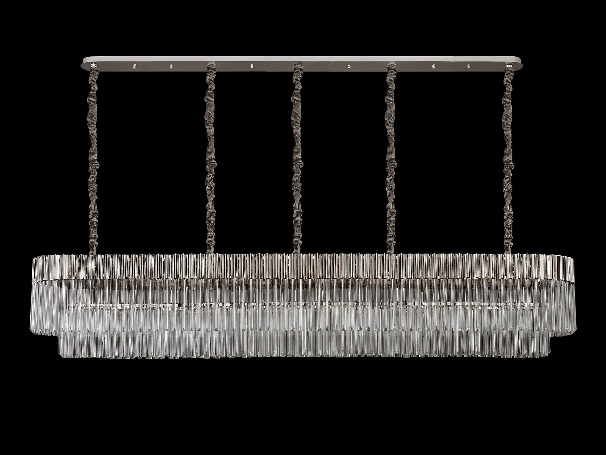 Cedar 225 Light - 40cm Linear Pendant 12 Light - Polished Nickel & Clear Sculpted Glass