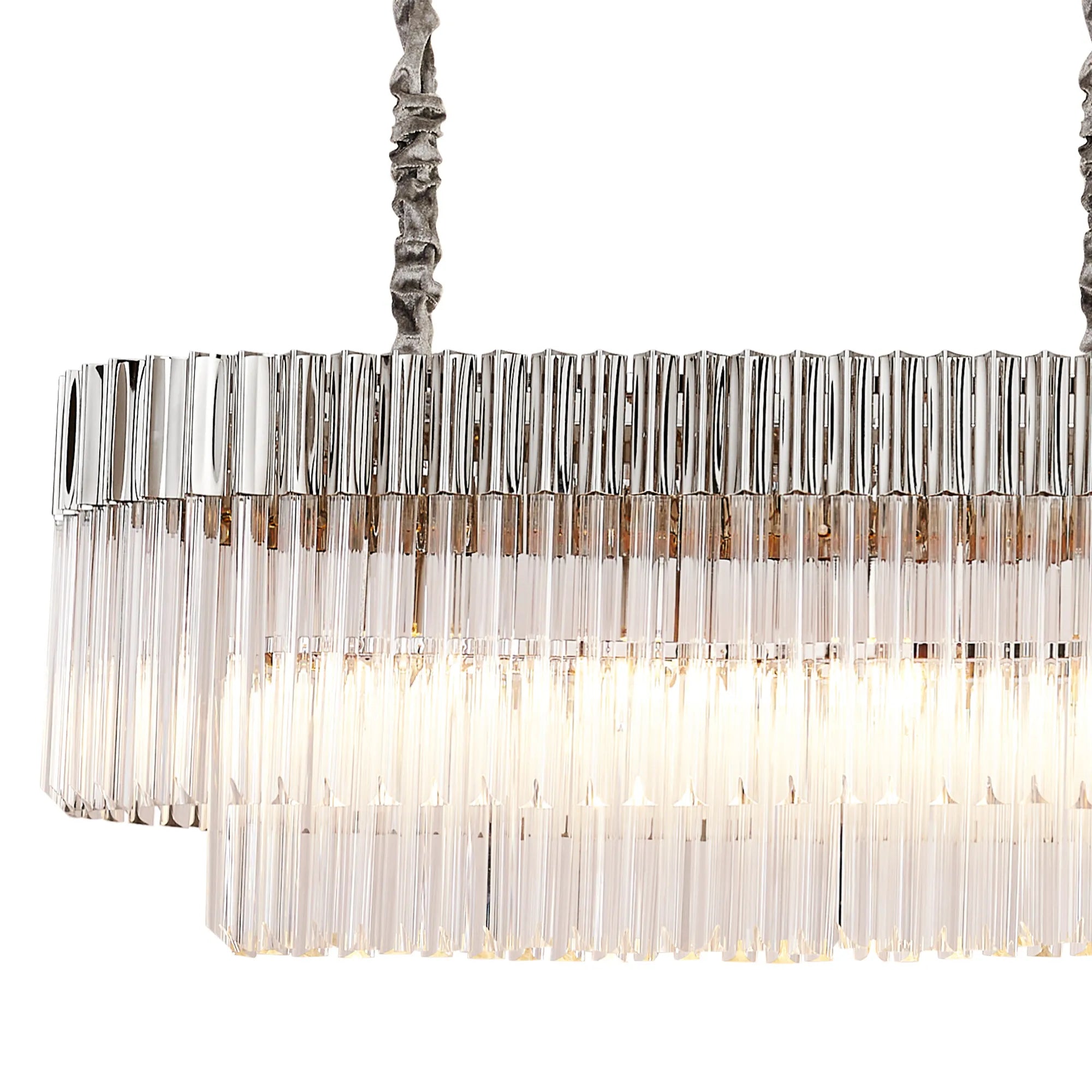 Cedar 225 Light - 40cm Linear Pendant 12 Light - Polished Nickel & Clear Sculpted Glass