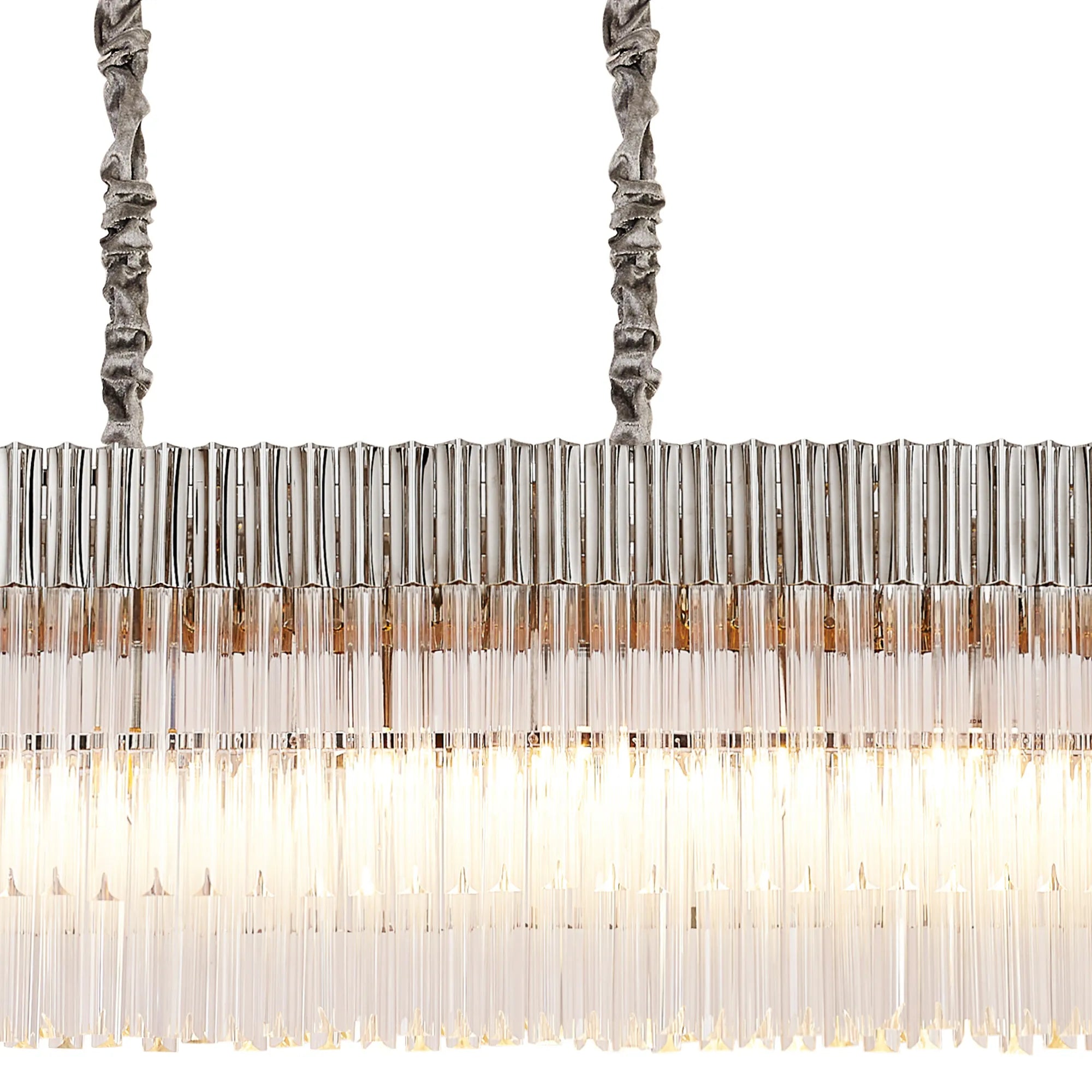Cedar 225 Light - 40cm Linear Pendant 12 Light - Polished Nickel & Clear Sculpted Glass