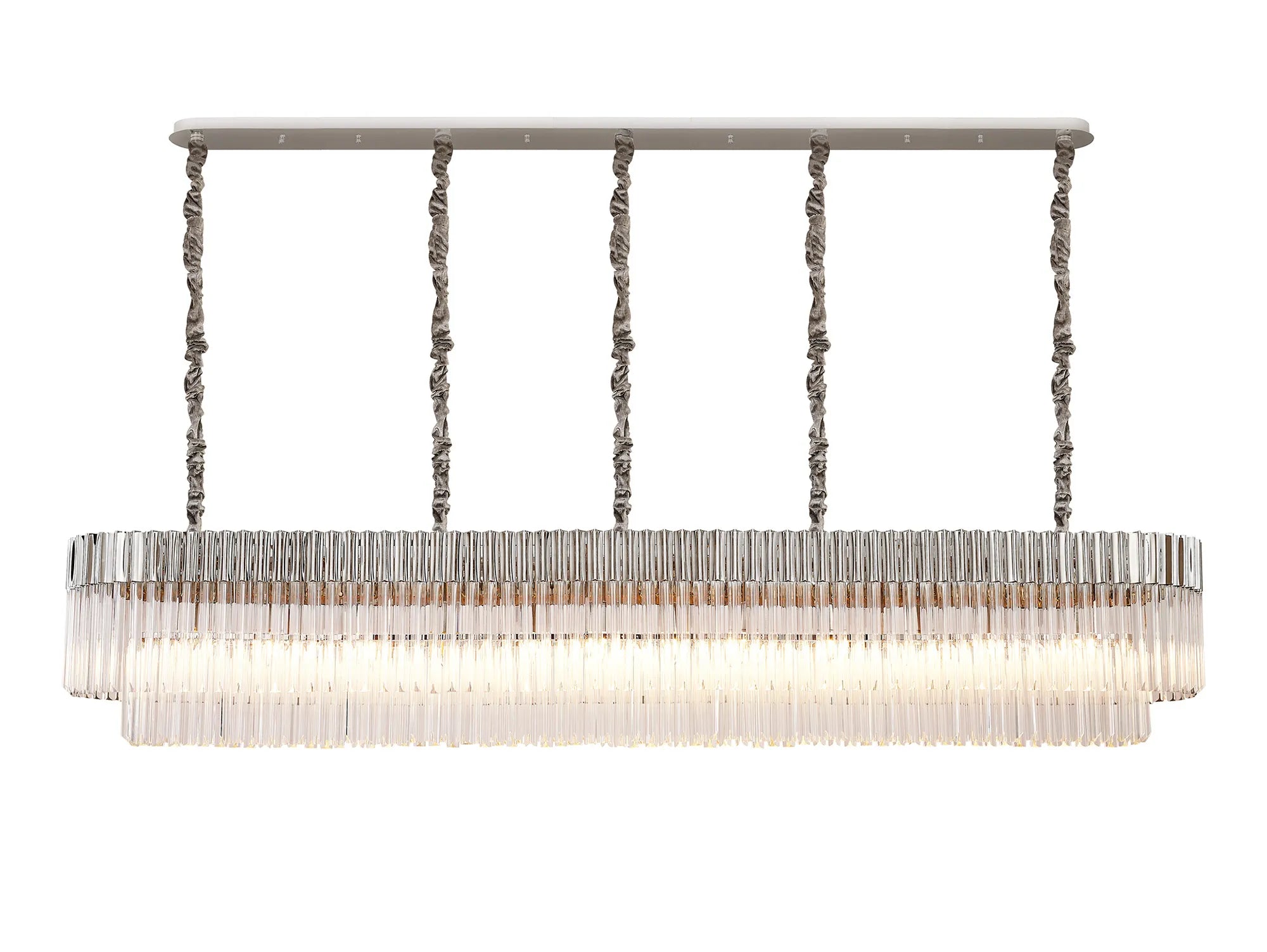 Cedar 225 Light - 40cm Linear Pendant 12 Light - Polished Nickel & Clear Sculpted Glass