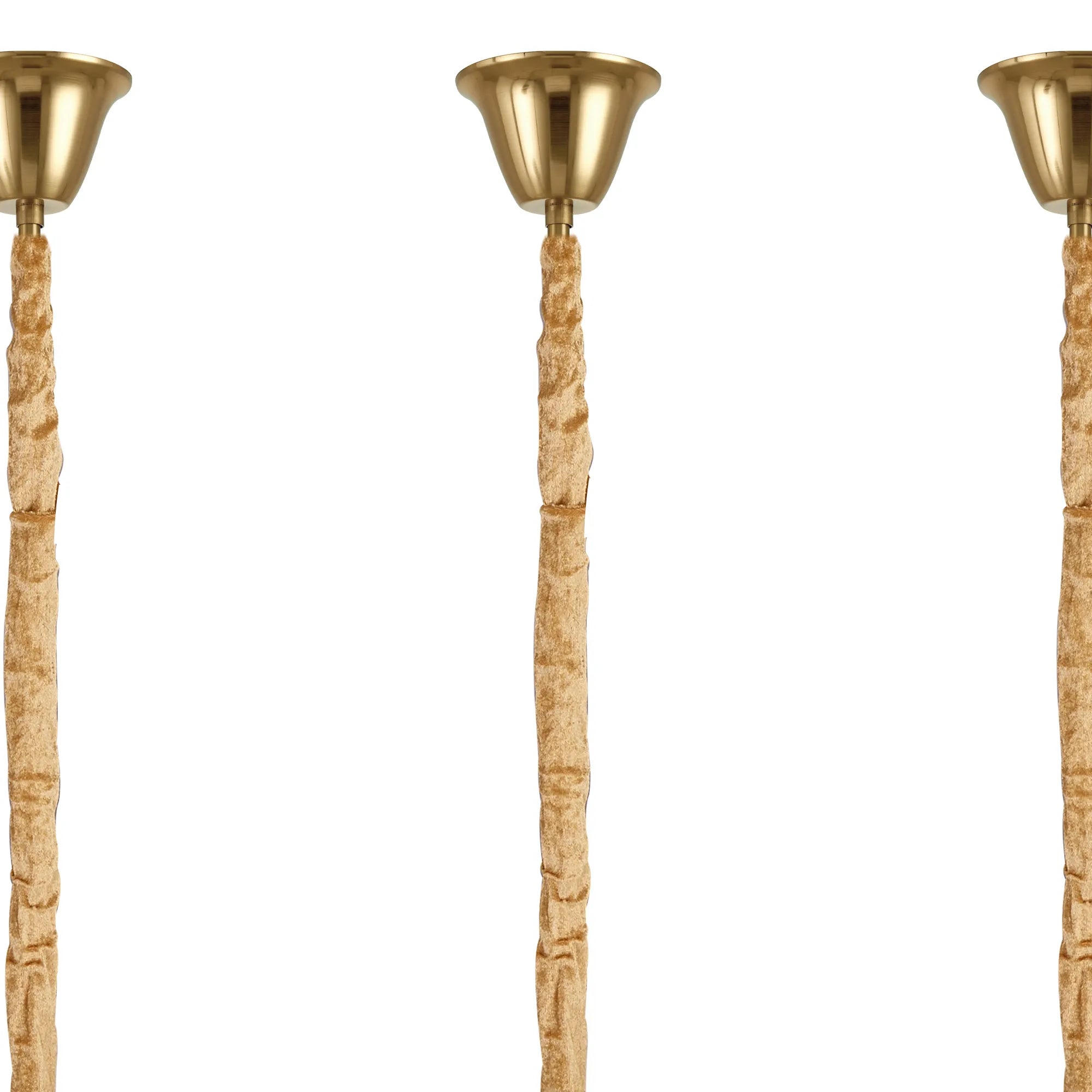 Cedar 225 Light - 40cm Linear Pendant With Bell Cup 12 Light - Brass & Clear Sculpted Glass