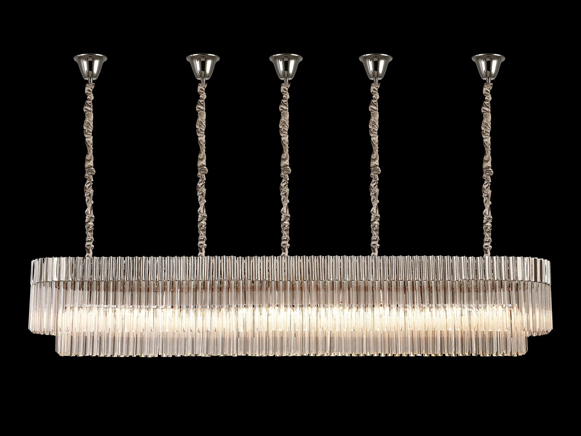 Cedar 225 Light - 40cm Linear Pendant With Bell Cup 12 Light - Polished Nickel & Clear Sculpted Glass