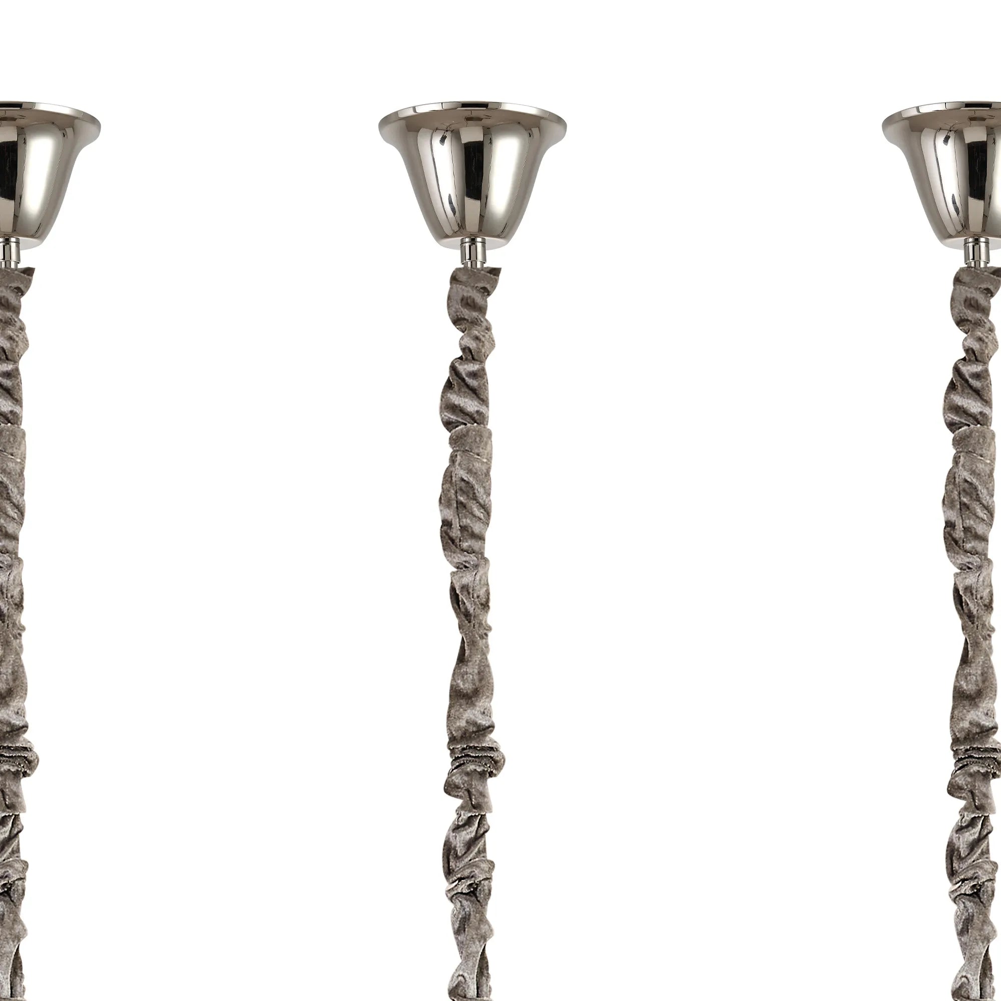 Cedar 225 Light - 40cm Linear Pendant With Bell Cup 12 Light - Polished Nickel & Clear Sculpted Glass