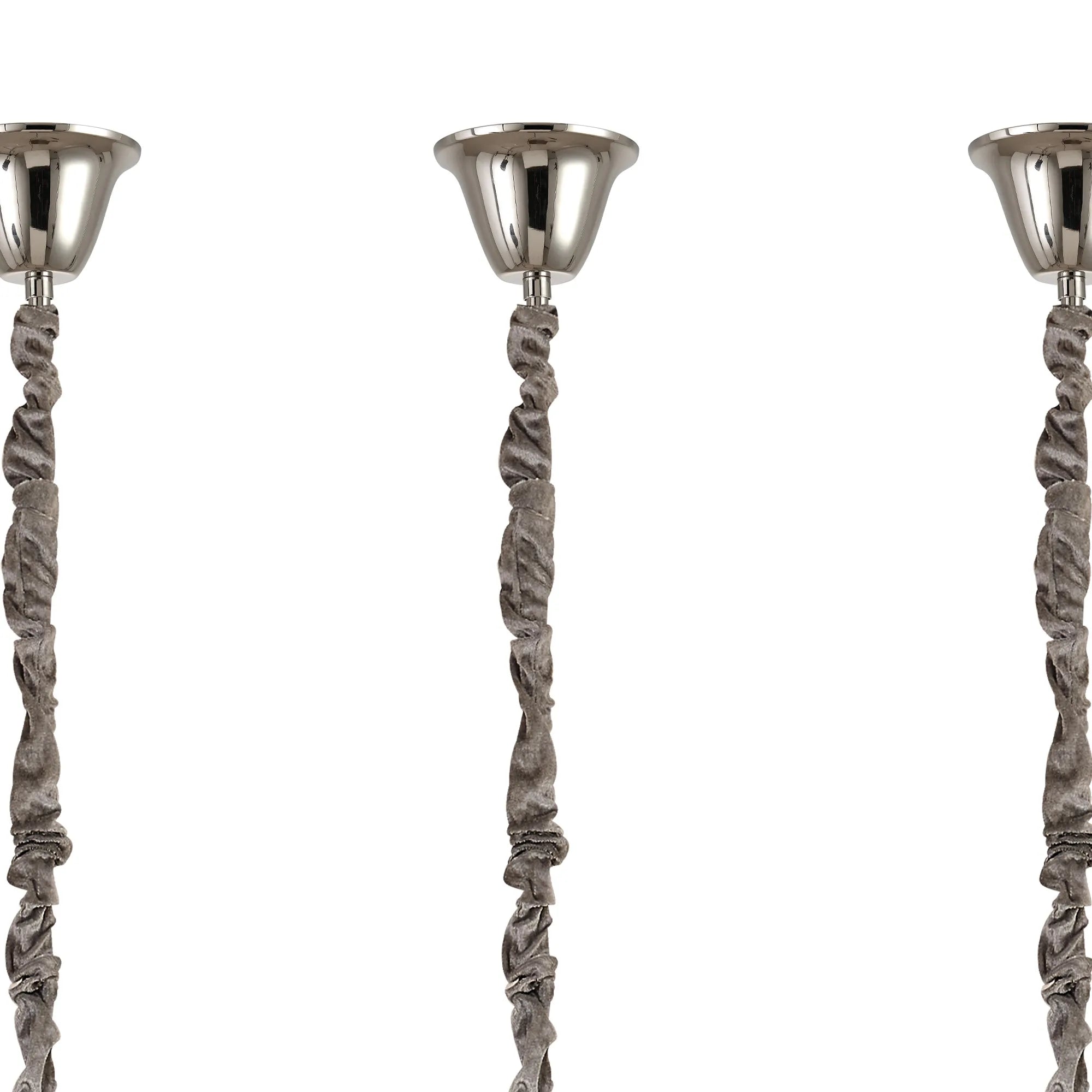 Cedar 225 Light - 40cm Linear Pendant With Bell Cup 12 Light - Polished Nickel & Smoked Sculpted Glass