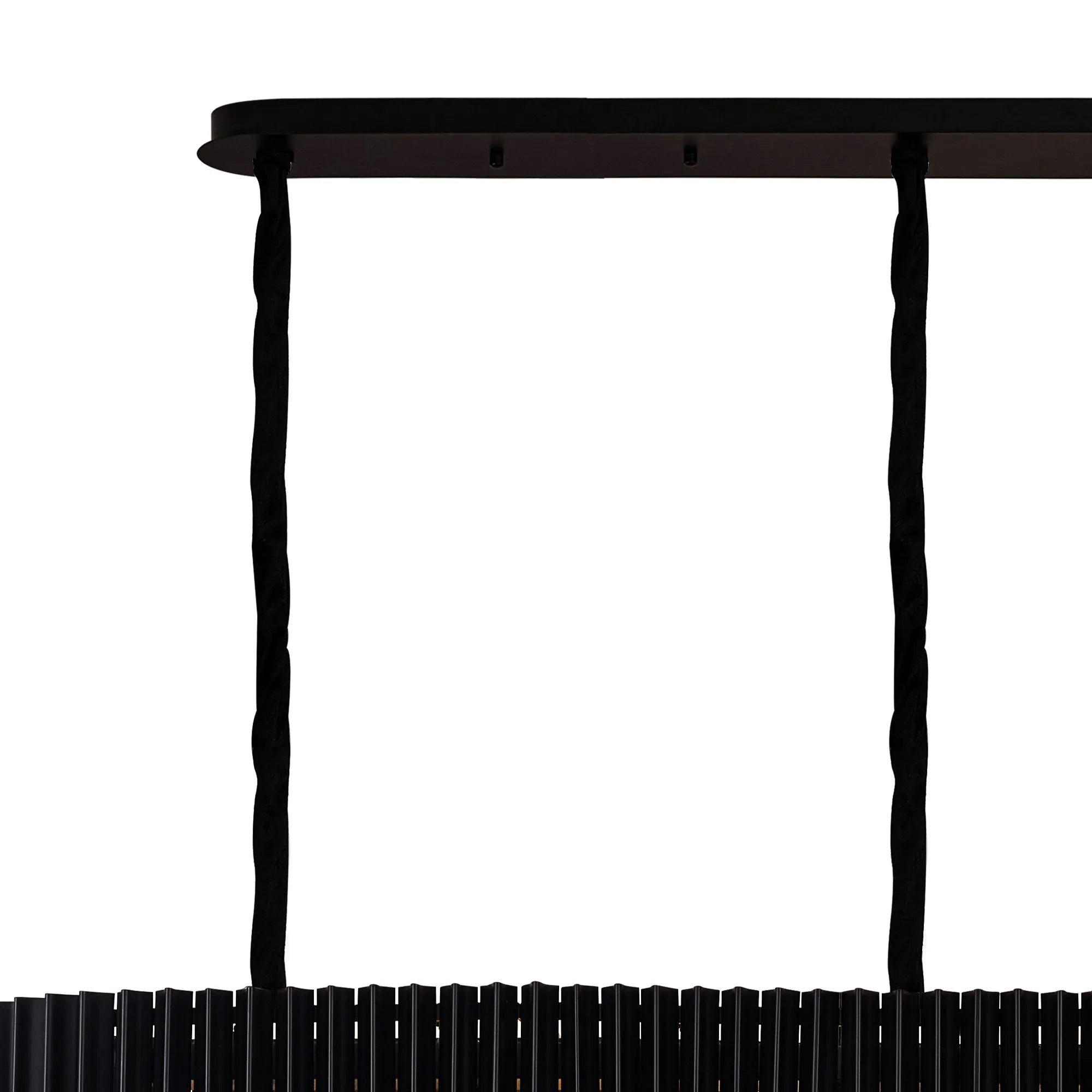 Cedar 250 x 40cm Linear Pendant 13 Light - Matt Black & Smoked Sculpted Glass