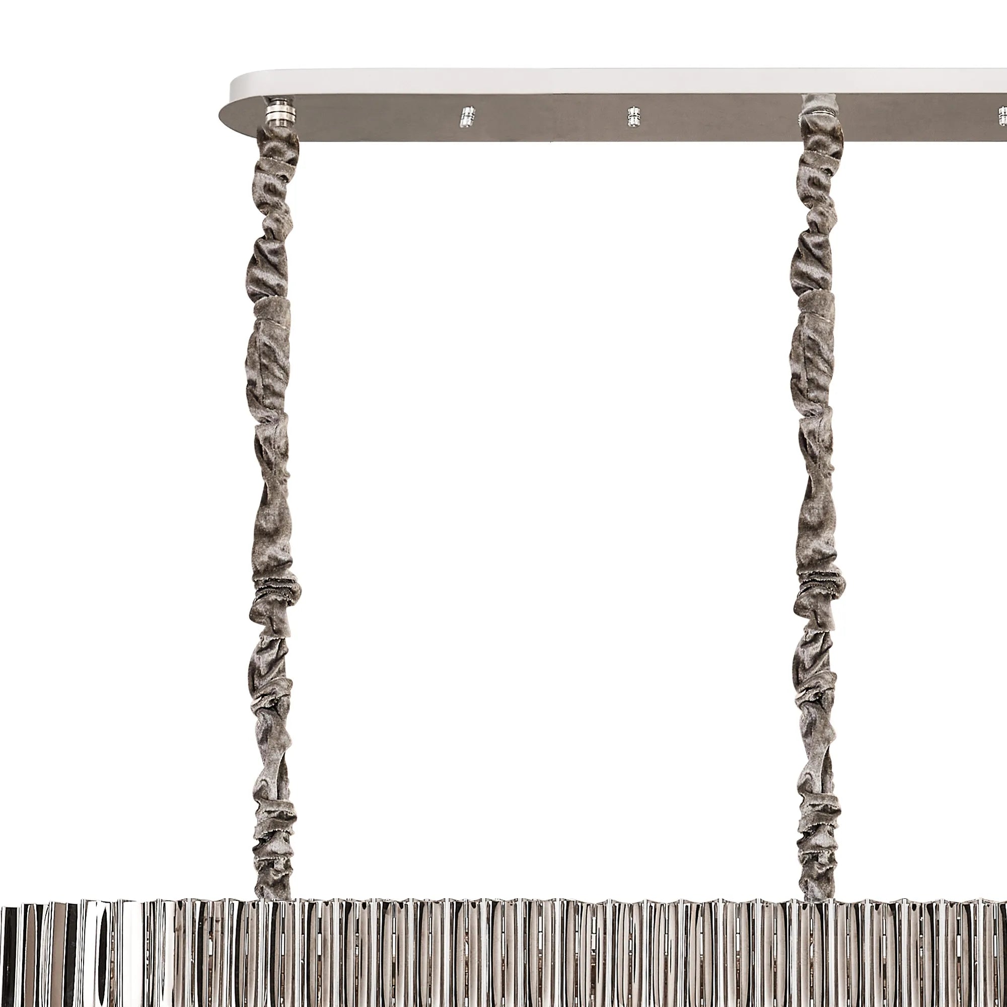 Cedar 250 x 40cm Linear Pendant 13 Light - Polished Nickel & Clear Sculpted Glass