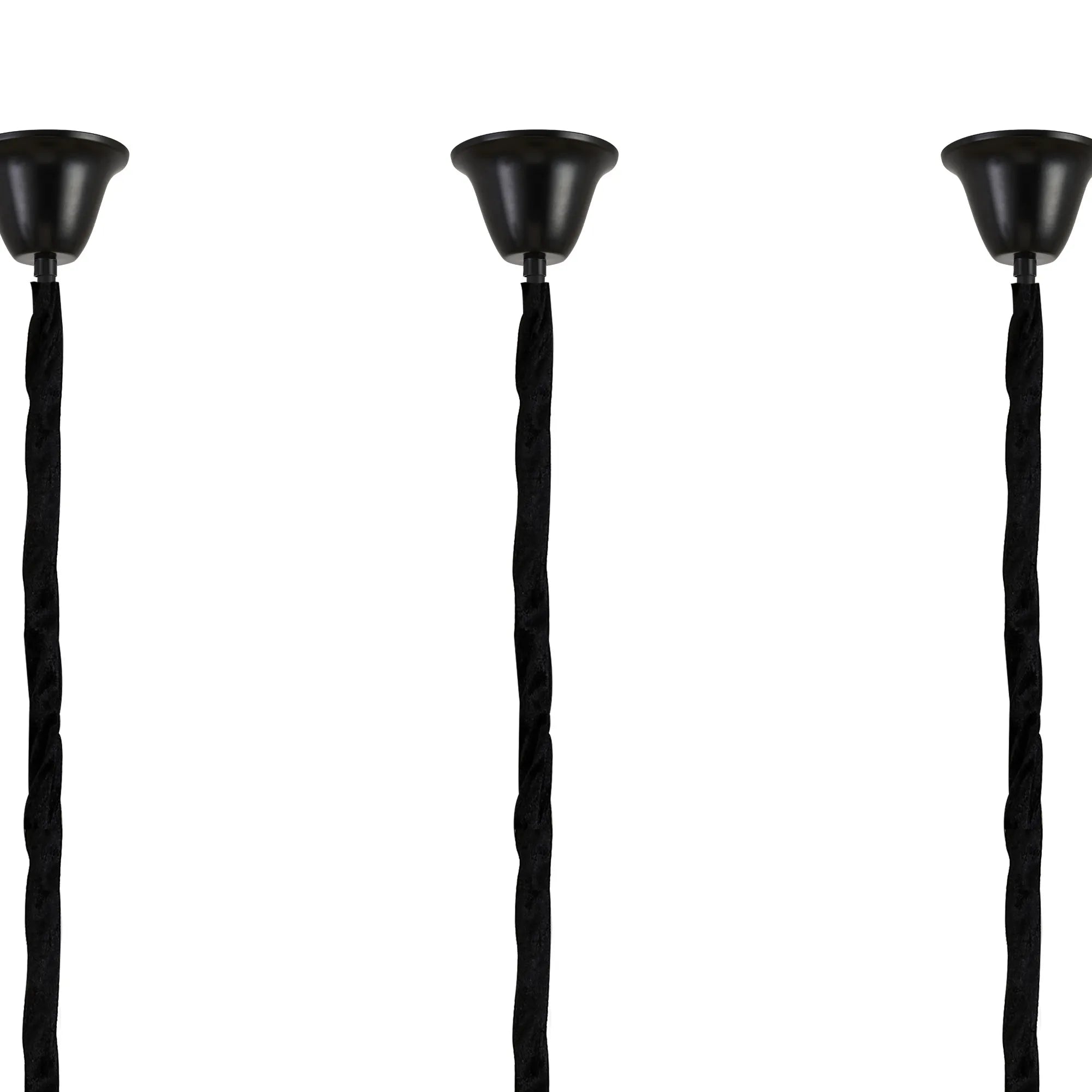 Cedar 250 x 40cm Linear Pendant With Bell Cup 13 Light - Matt Black & Cognac Sculpted Glass