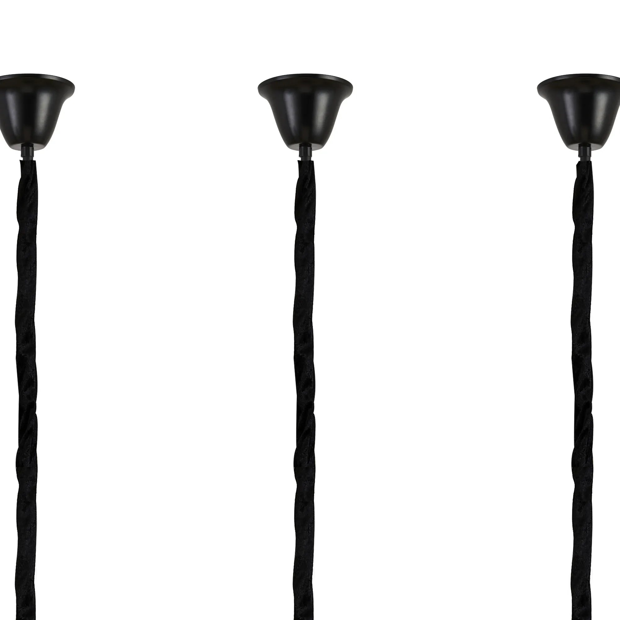 Cedar 250 x 40cm Linear Pendant With Bell Cup 13 Light - Matt Black & Clear Sculpted Glass