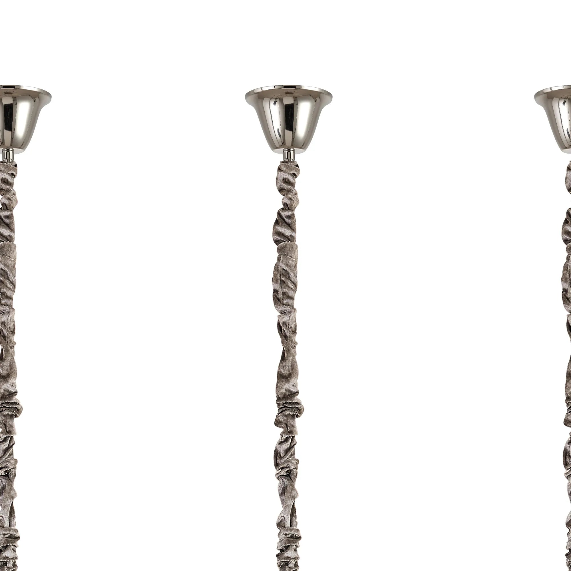 Cedar 250 x 40cm Linear Pendant With Bell Cup 13 Light - Polished Nickel & Clear Sculpted Glass