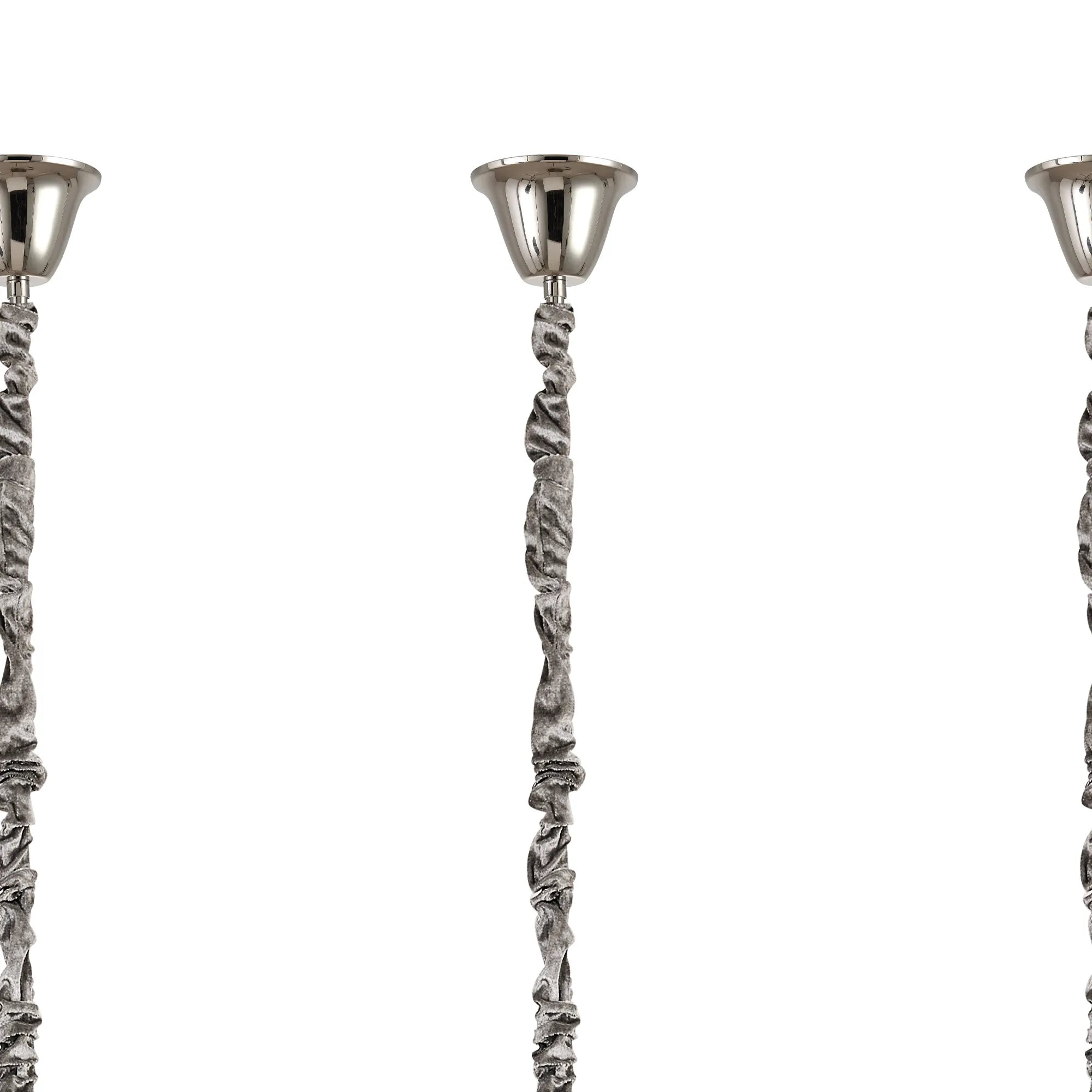 Cedar 250 x 40cm Linear Pendant With Bell Cup 13 Light - Polished Nickel & Smoked Sculpted Glass