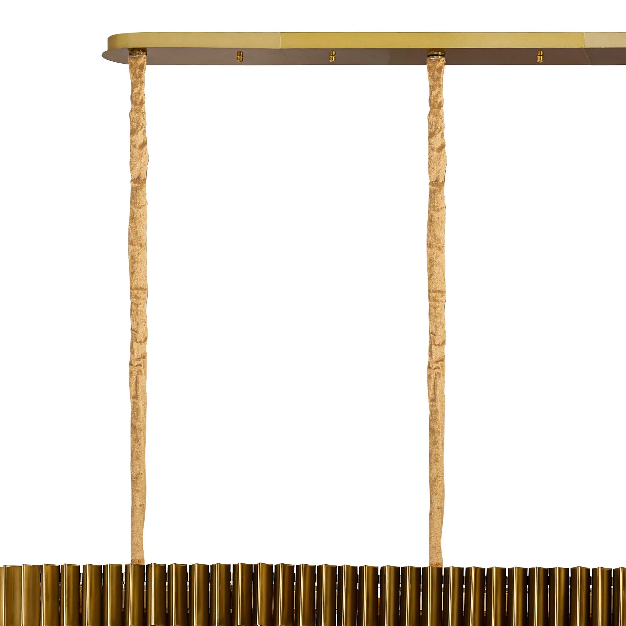 Cedar 300 x 40cm Linear Pendant 16 Light - Brass & Smoked Sculpted Glass