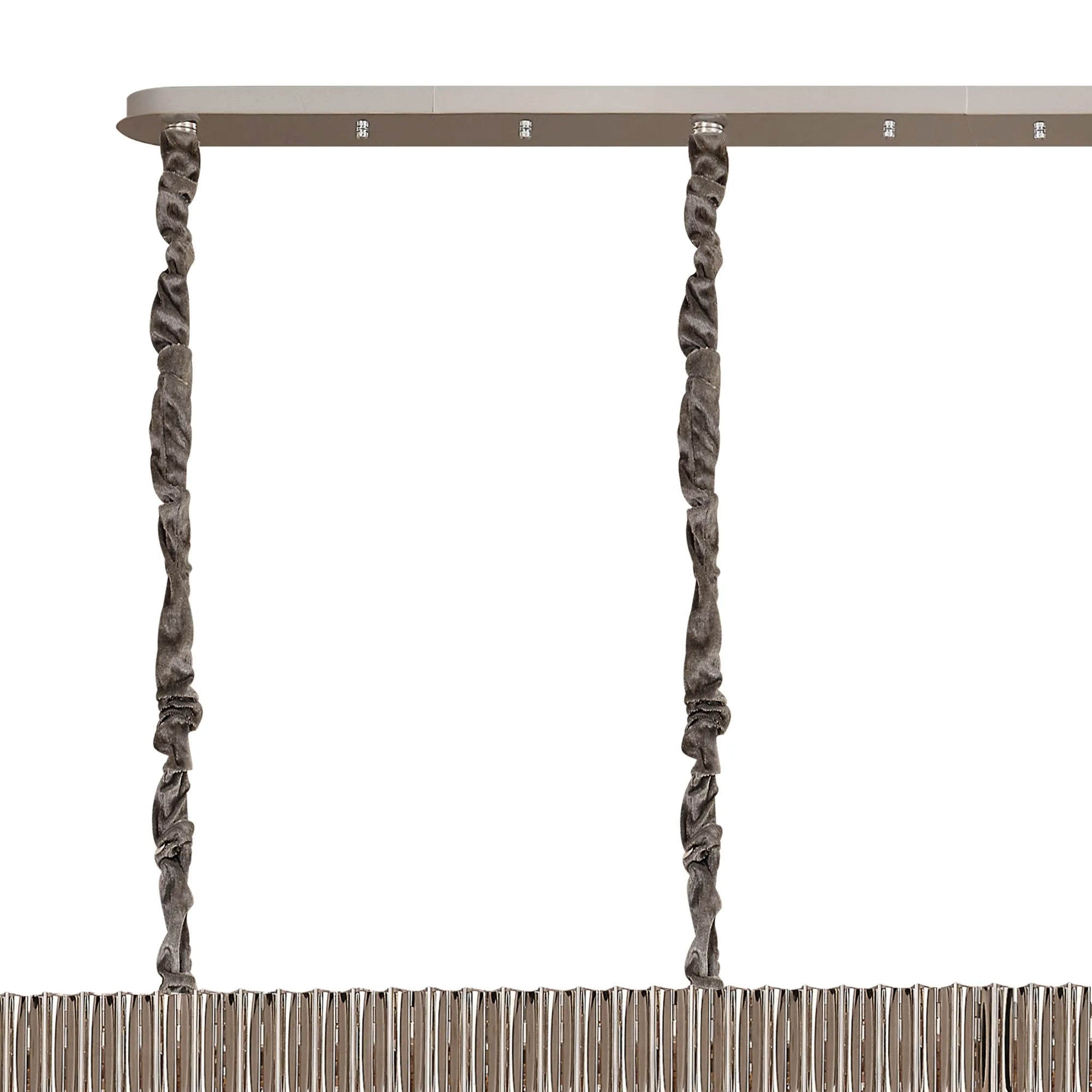 Cedar 300 x 40cm Linear Pendant 16 Light - Polished Nickel & Smoked Sculpted Glass