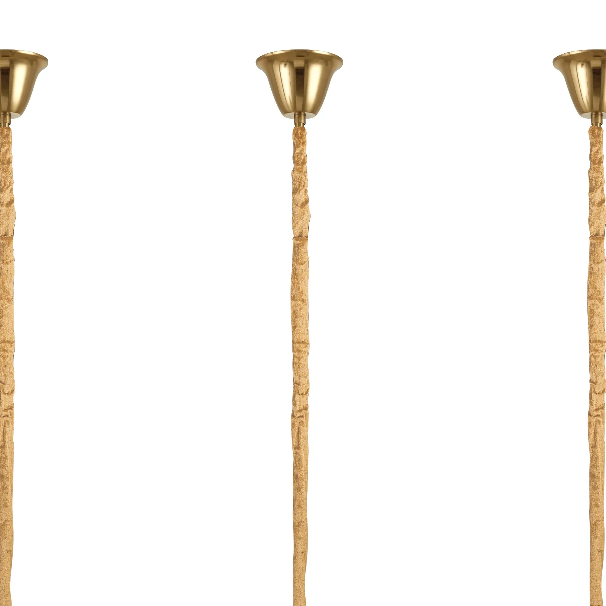 Cedar 300 x 40cm Linear Pendant With Bell Cup 16 Light - Brass & Smoked Sculpted Glass