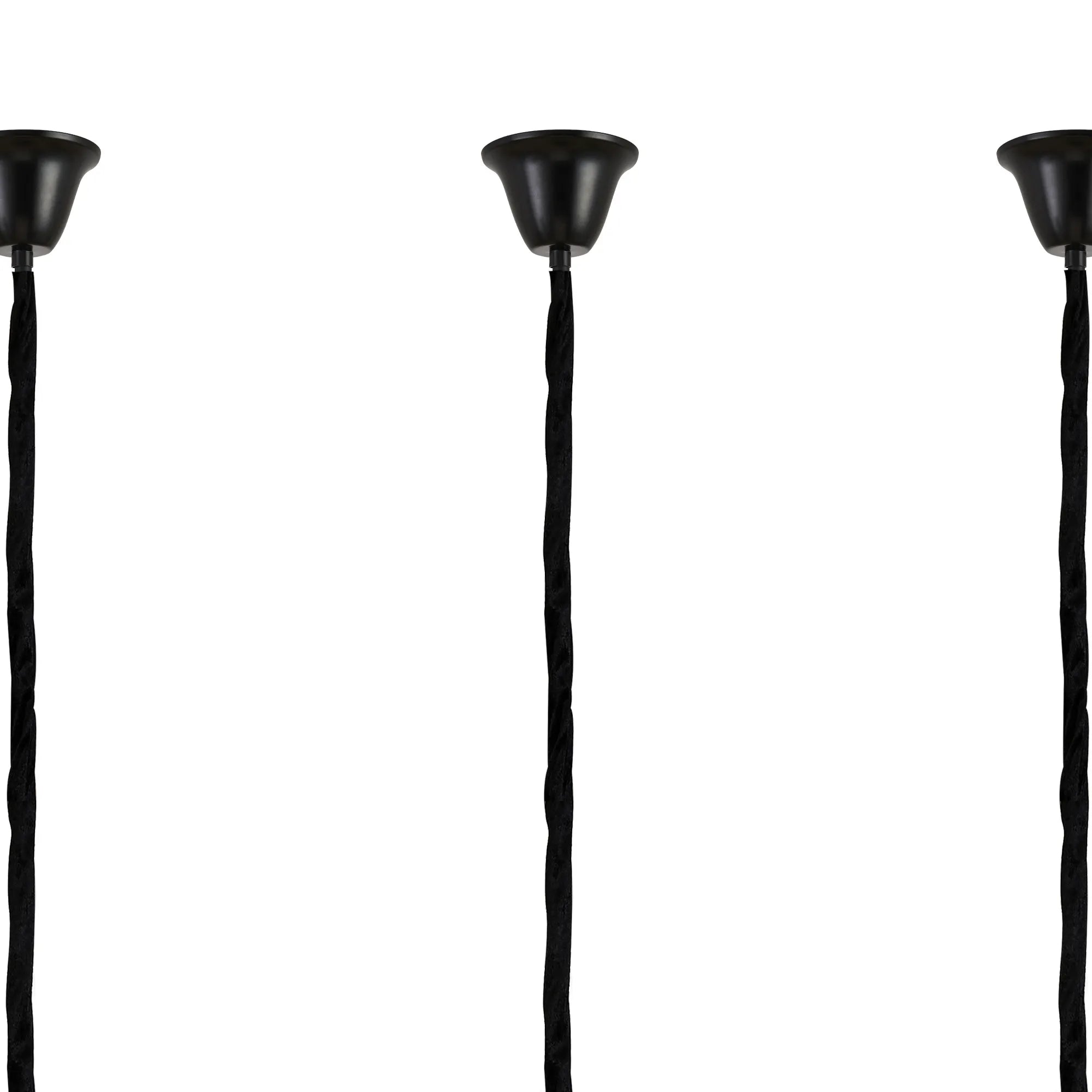 Cedar 300 x 40cm Linear Pendant With Bell Cup 16 Light - Matt Black & Cognac Sculpted Glass