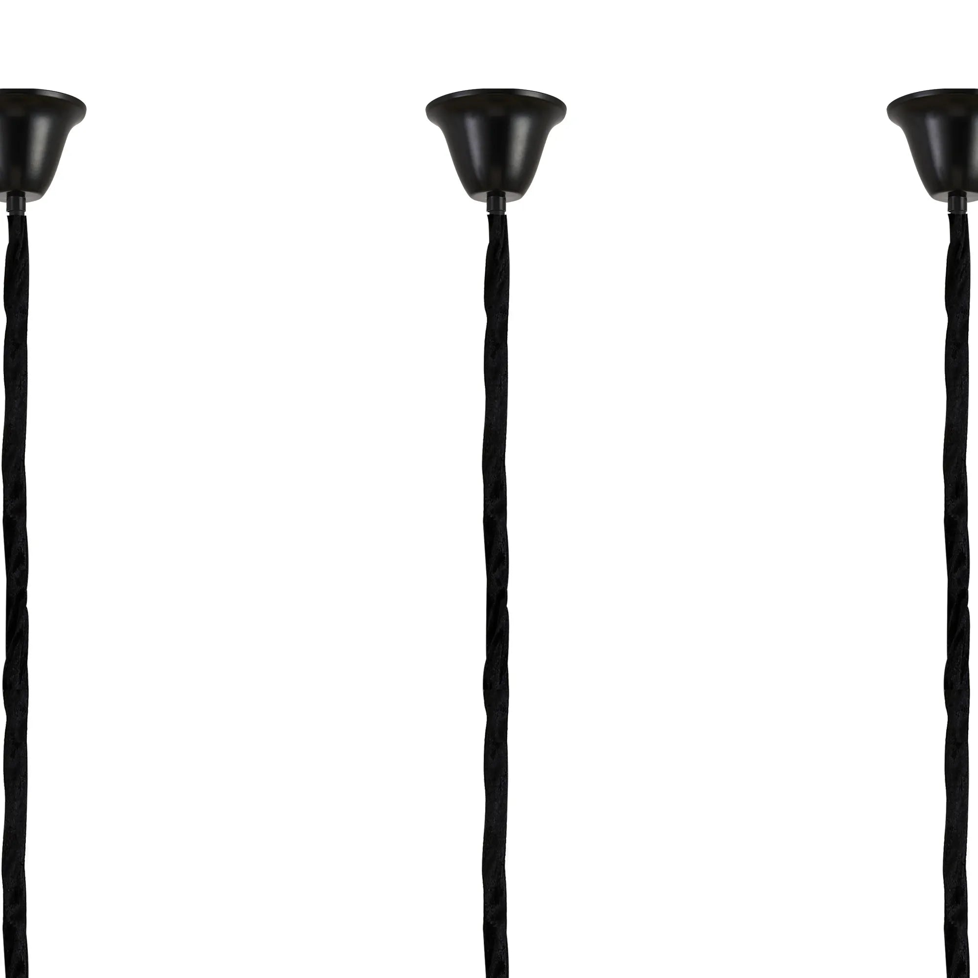 Cedar 300 x 40cm Linear Pendant With Bell Cup 16 Light - Matt Black & Clear Sculpted Glass