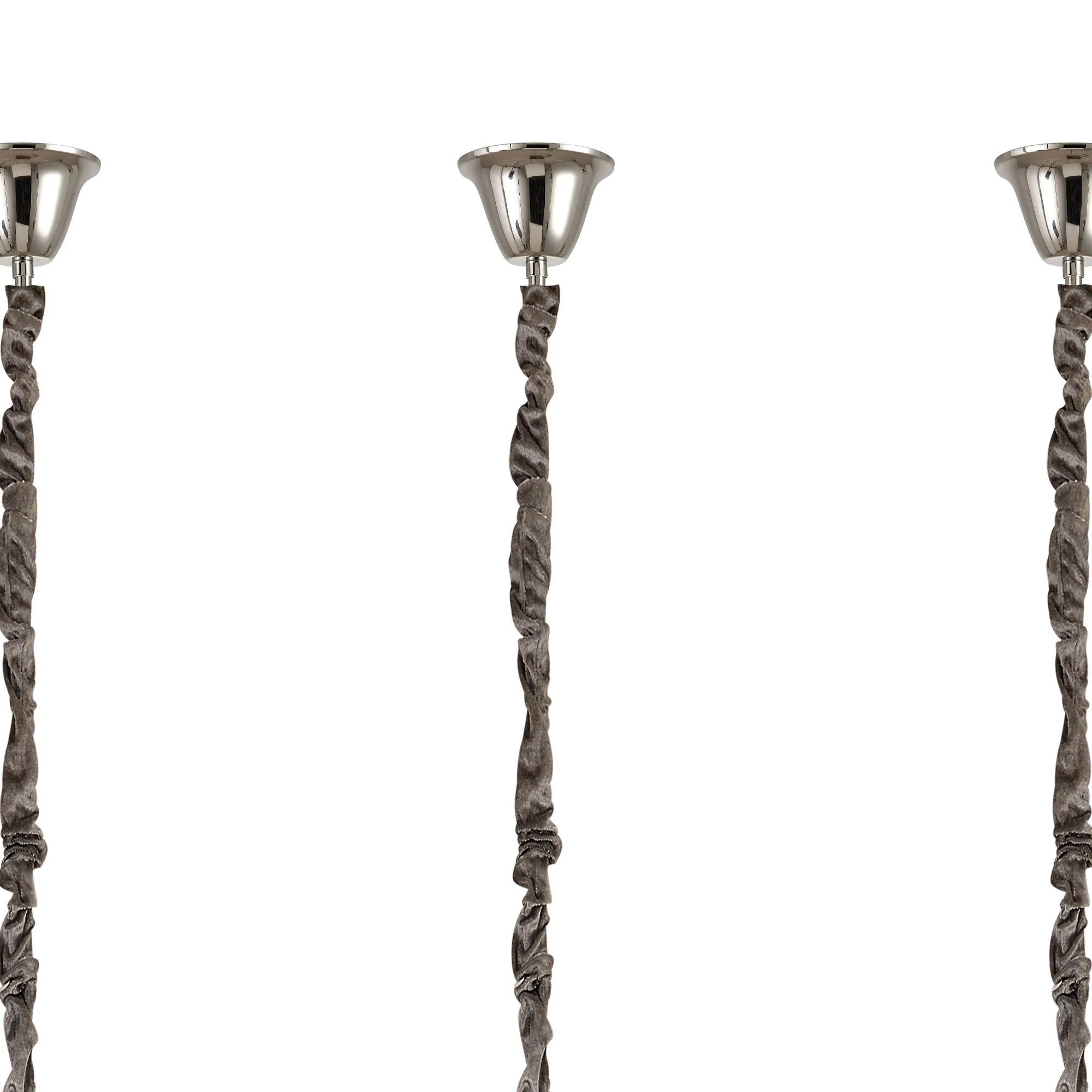 Cedar 300 x 40cm Linear Pendant With Bell Cup 16 Light - Polished Nickel & Clear Sculpted Glass