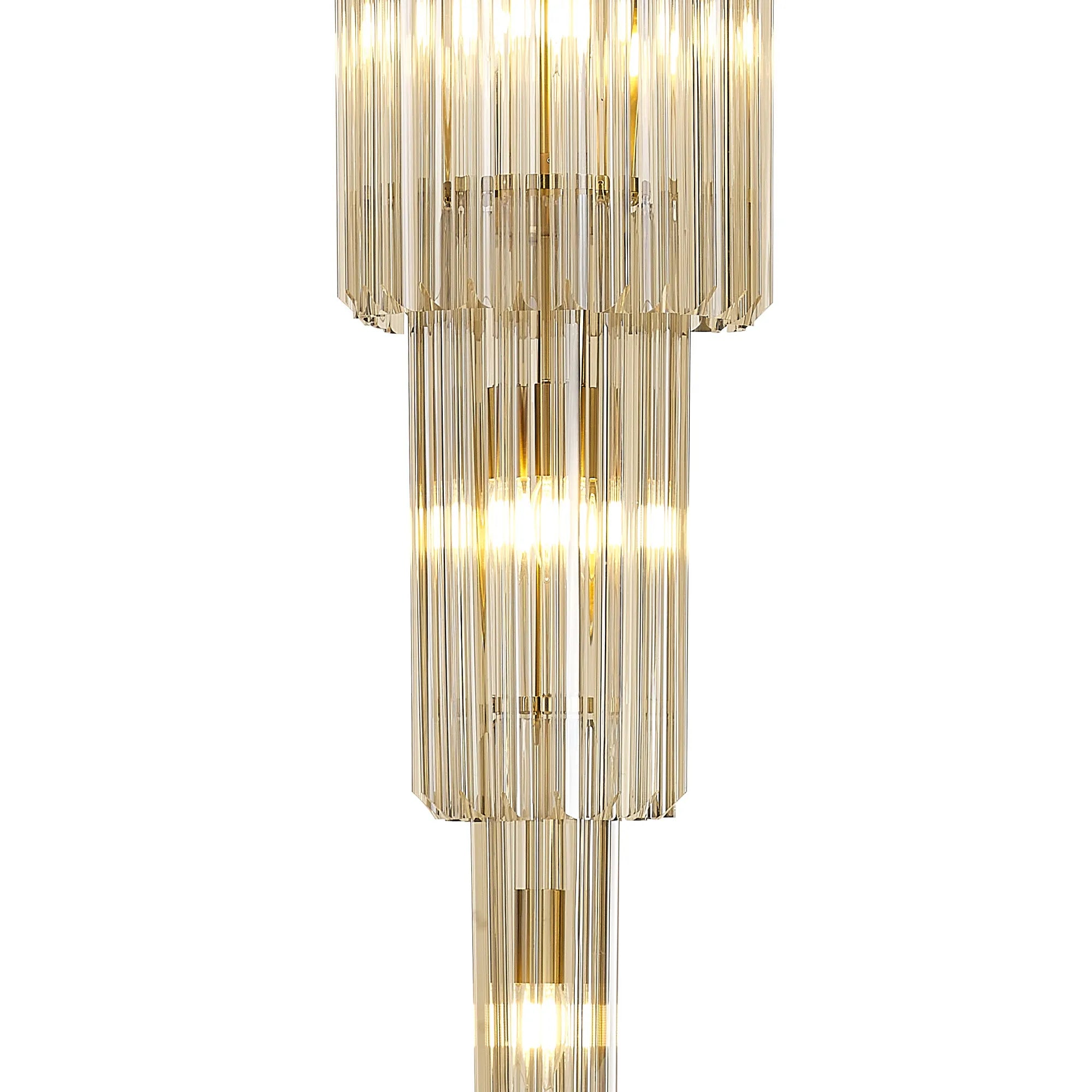 Cedar 50cm 5 Tier 18 Light - Pendant Round Brass & Cognac Sculpted Glass