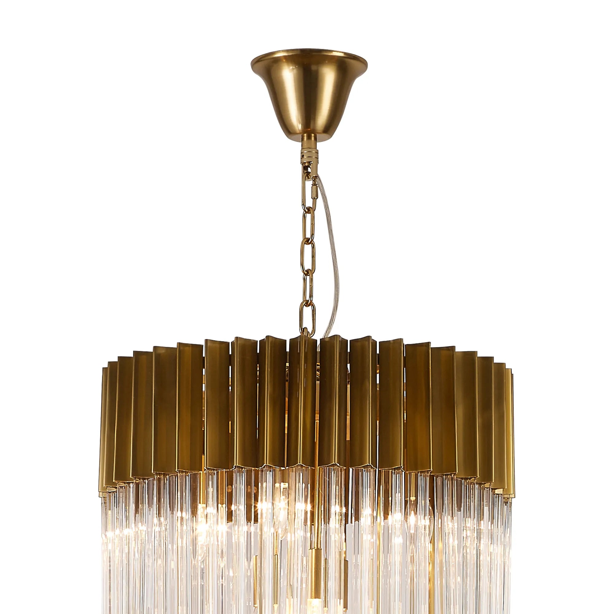 Cedar 50cm 5 Tier Pendant 18 Light - Brass & Clear
