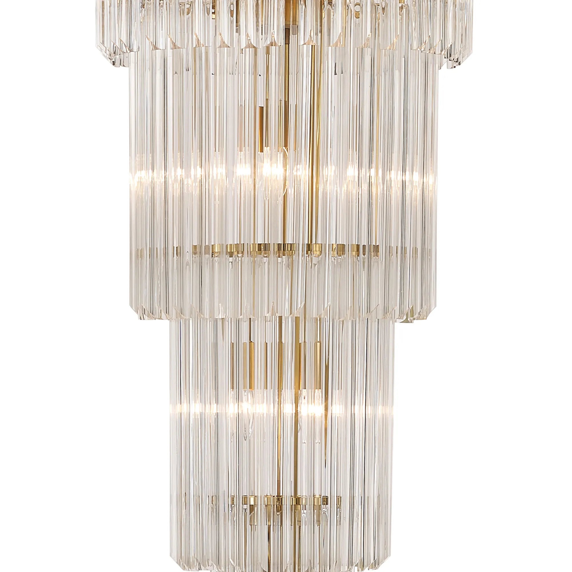 Cedar 50cm 5 Tier Pendant 18 Light - Brass & Clear