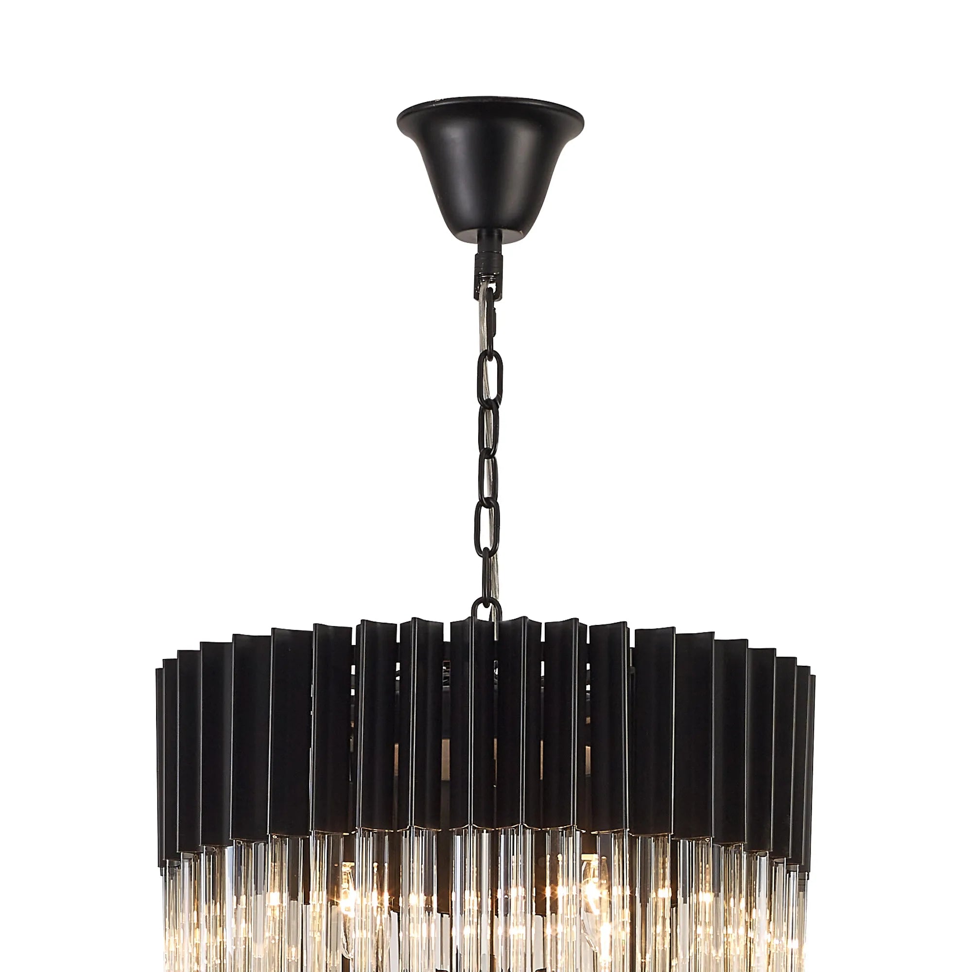 Cedar 50cm 5 Tier Pendant 18 Light - Matt Black & Cognac