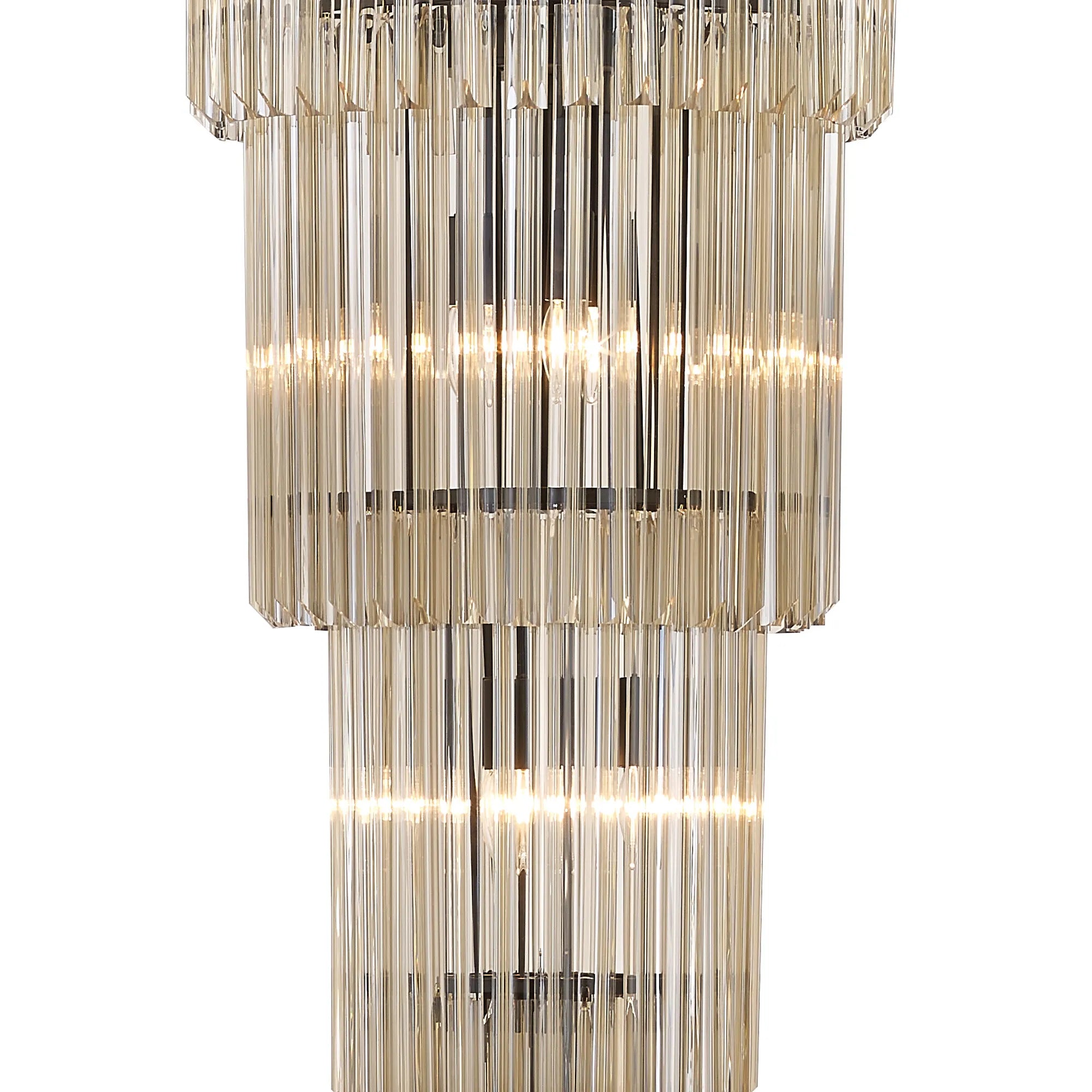 Cedar 50cm 5 Tier Pendant 18 Light - Matt Black & Cognac