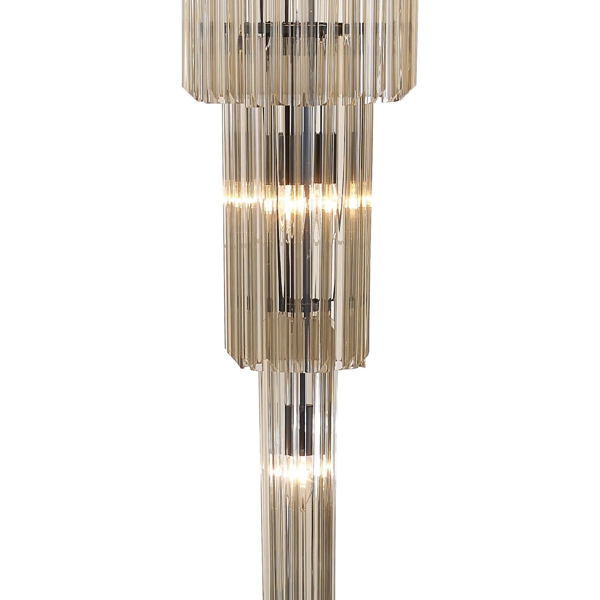 Cedar 50cm 5 Tier Pendant 18 Light - Matt Black & Cognac