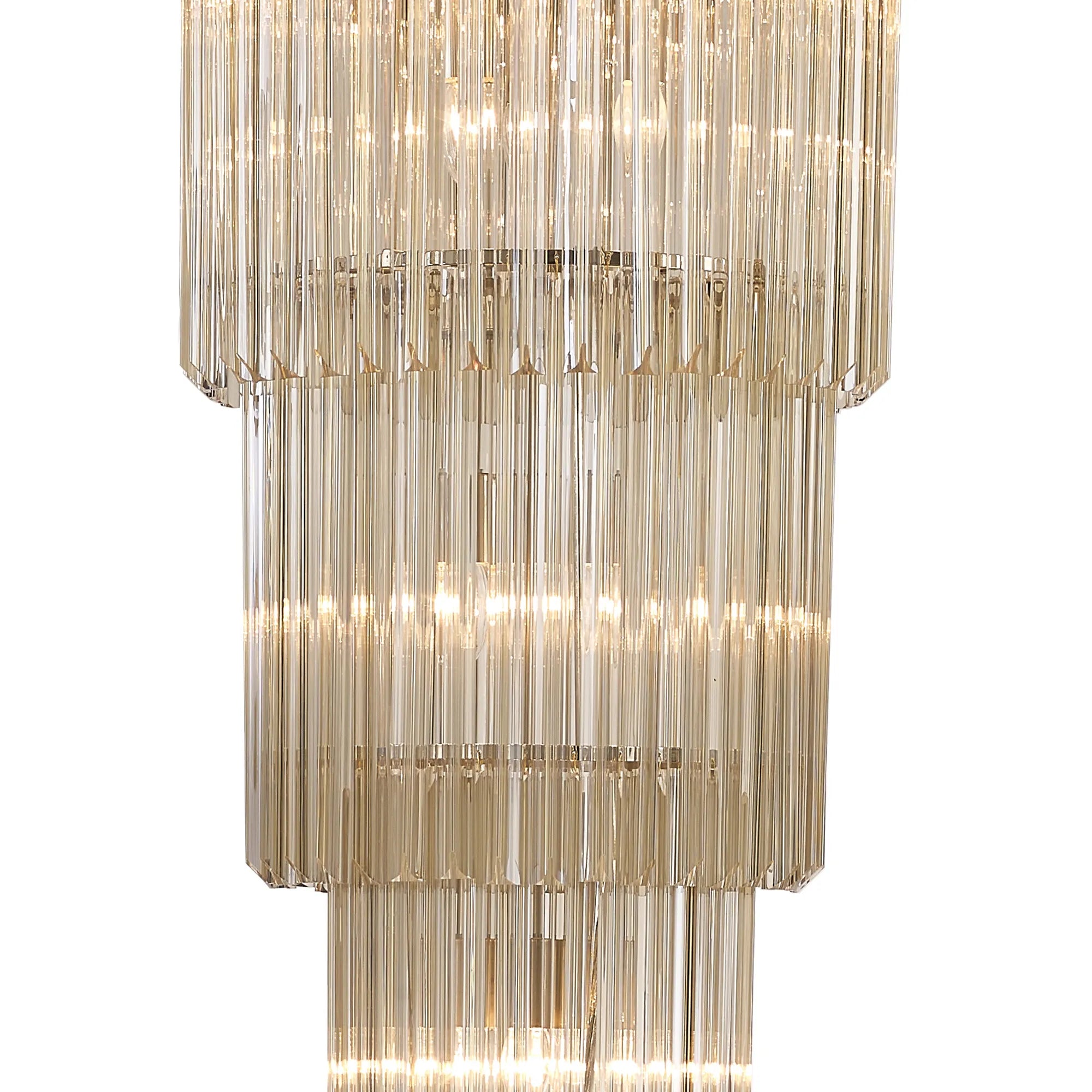 Cedar 50cm 5 Tier Pendant 18 Light - Polished Nickel & Cognac