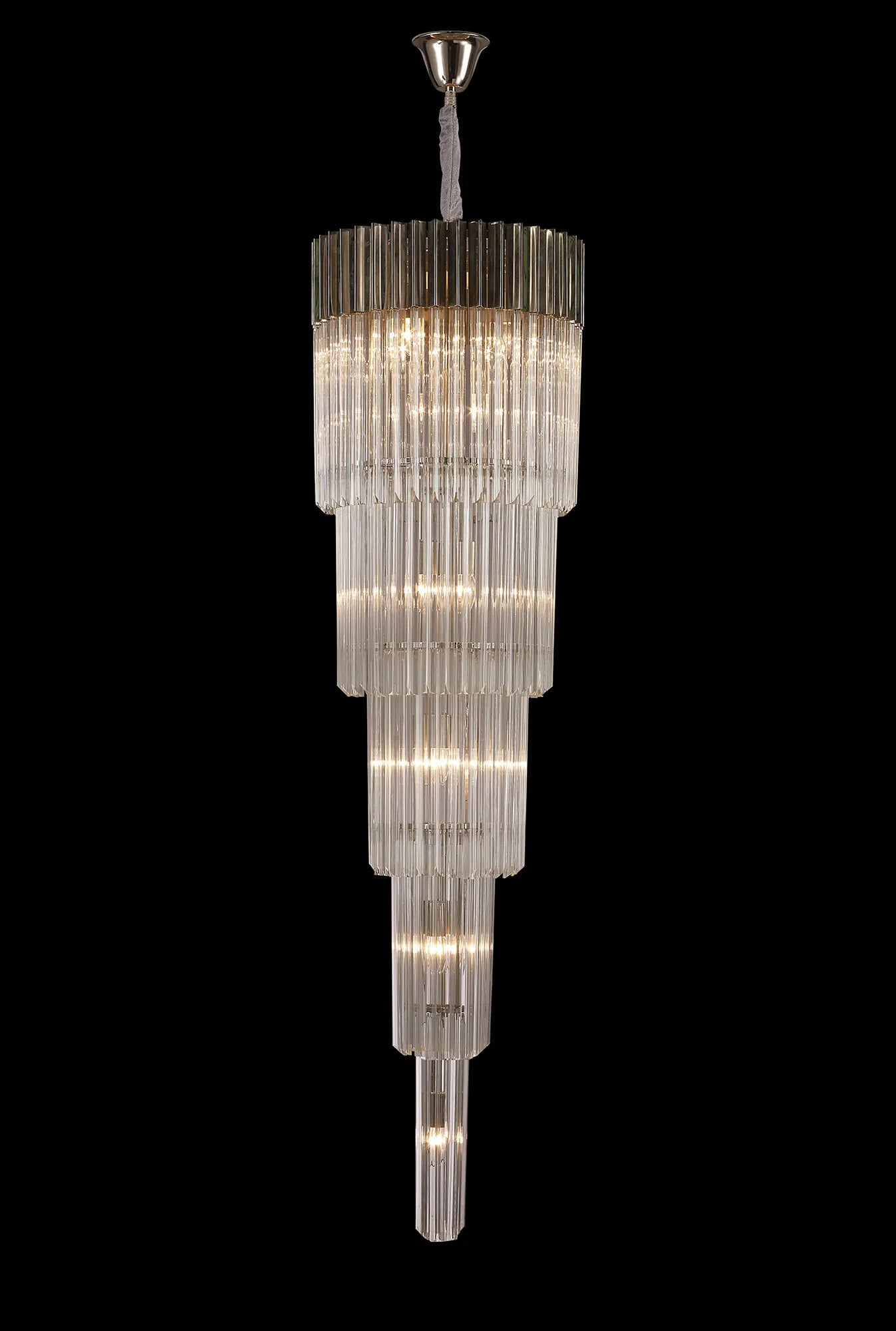 Cedar 50cm 5 Tier Pendant 18 Light - Polished Nickel & Clear